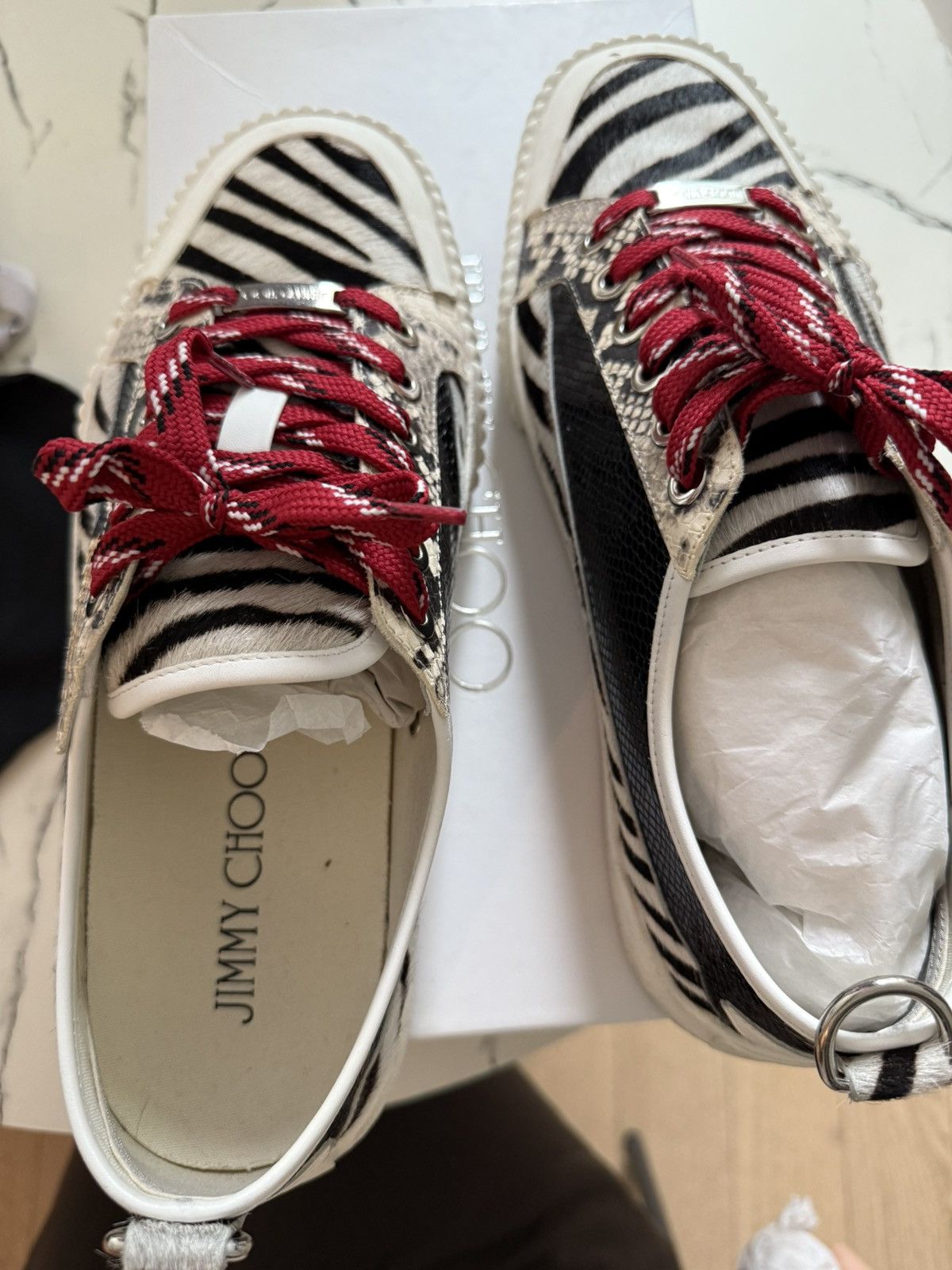 Jimmy Choo Jimmy Choo 'Impala Lo/M' Snake Embossed Leather/Zebra Print Size US 10 / EU 43 - 3 Thumbnail