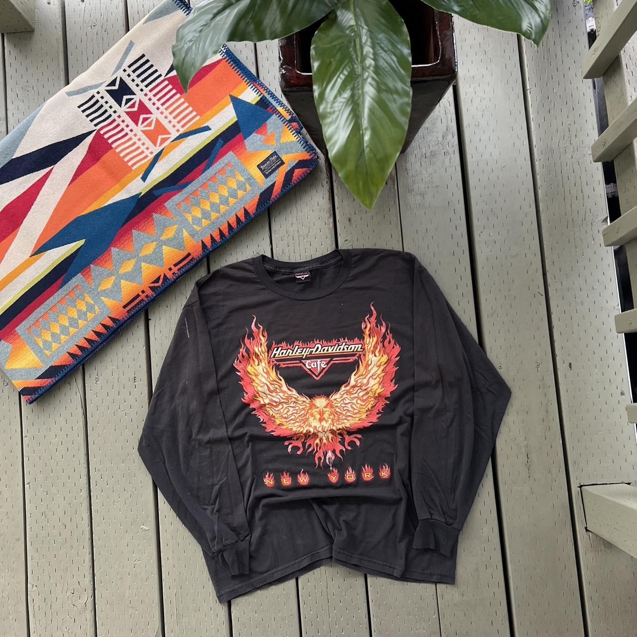 Harley Davidson × Vintage Vintage Harley Davidson Long Sleeve Firebird Black VTG Size US L / EU 52-54 / 3 - 2 Thumbnail