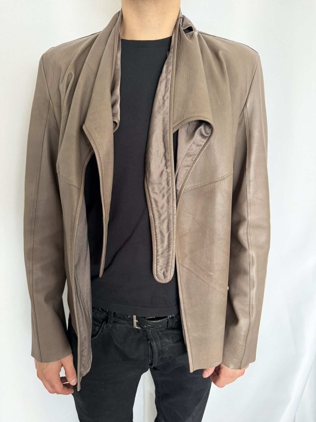 Rick Owens Revillon x Rick Owens 2004 Leather Jacket Size US S / EU 44-46 / 1 - 8 Thumbnail