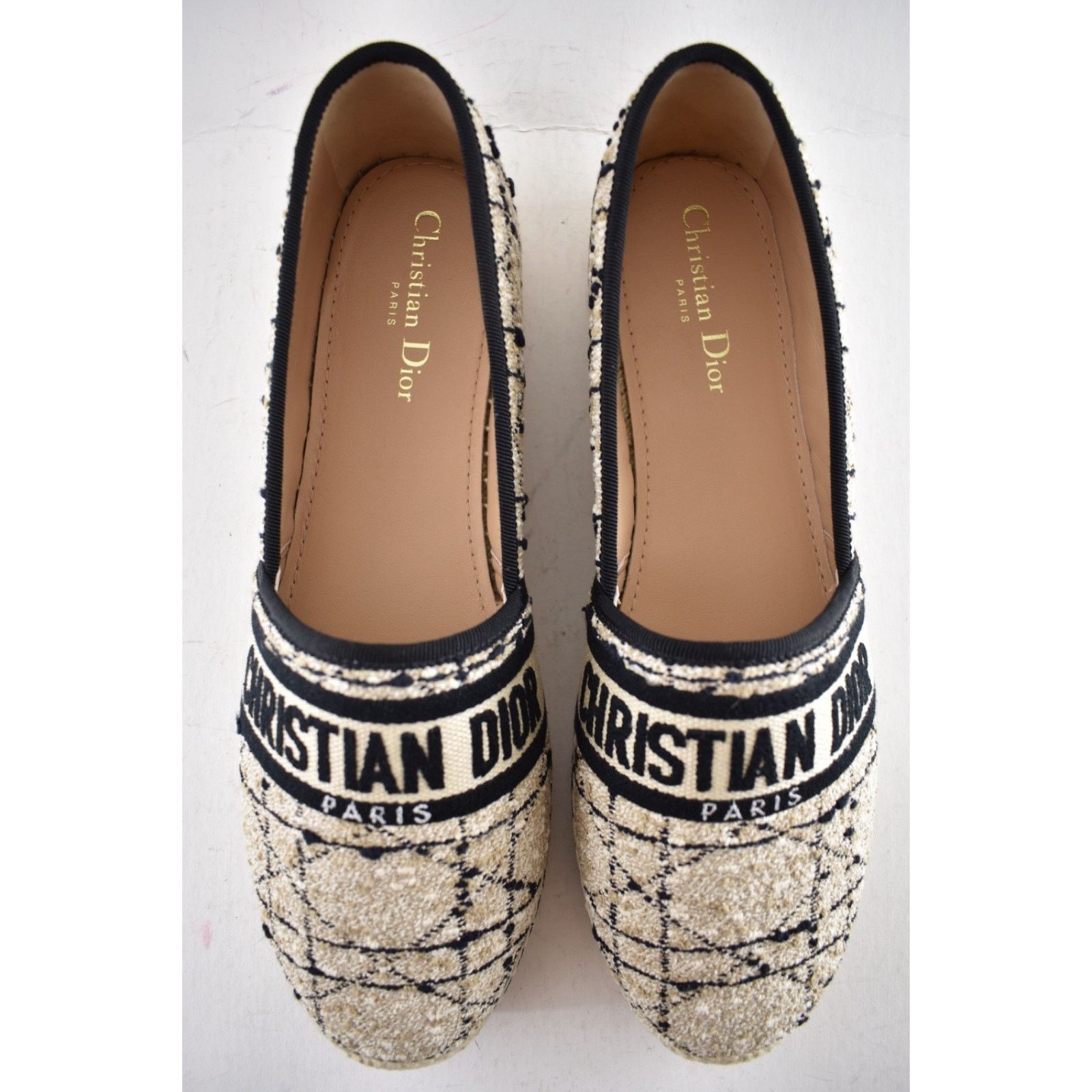 Dior Dior Granville Beige Black Cannage Tweed Embroidered Logo Size US 12 / IT 42 - 13 Thumbnail
