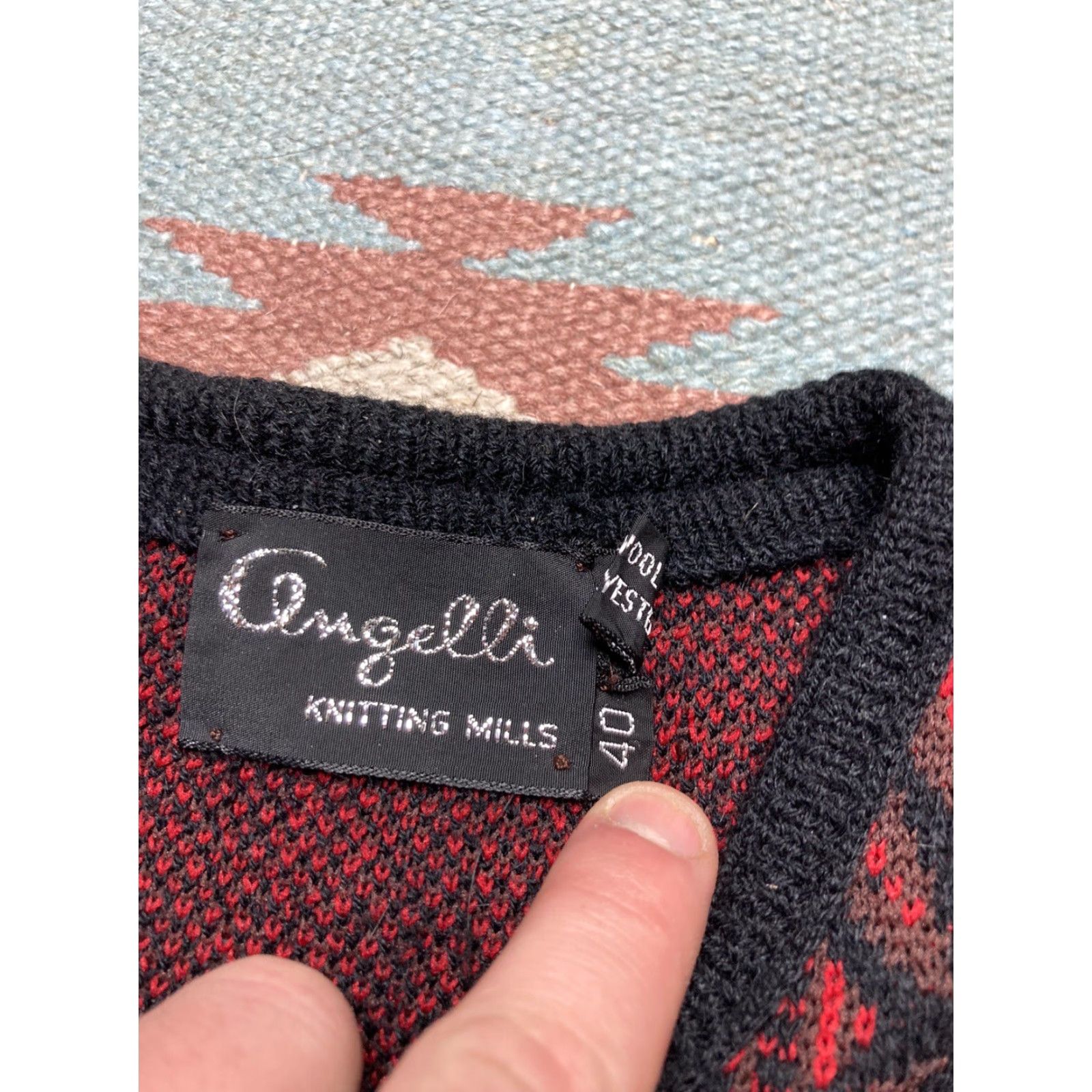 Vintage VINTAGE Angelli wool blend cardigan sweater button argyle diamond large Womens Cardigan L Red Size L / US 10 / IT 46 - 7 Thumbnail