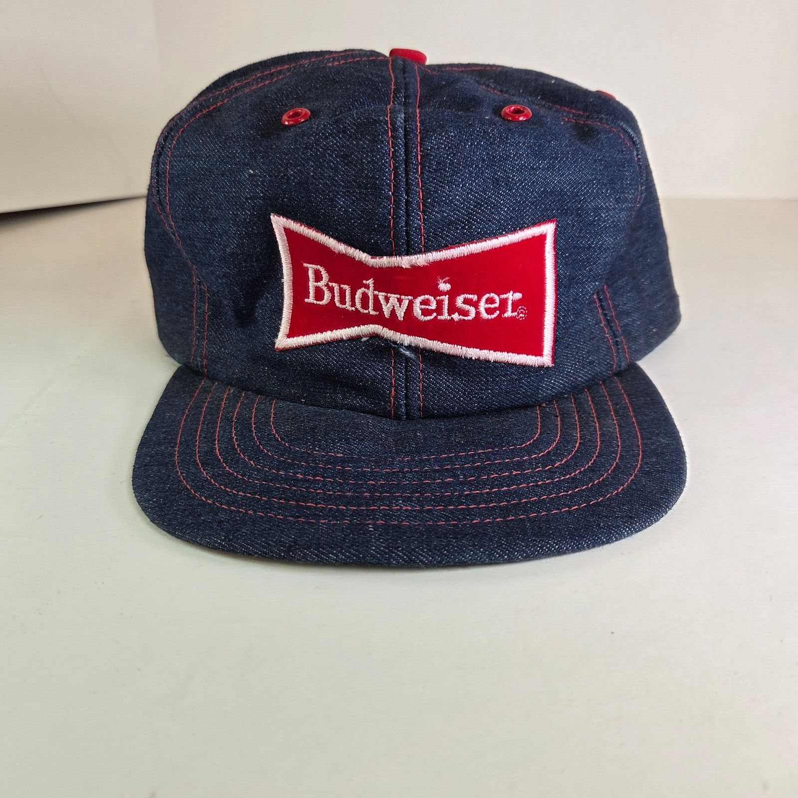 Budweiser Budweiser Denim Snapback Hat 80s USA Made Vintage Size ONE SIZE - 5 Thumbnail