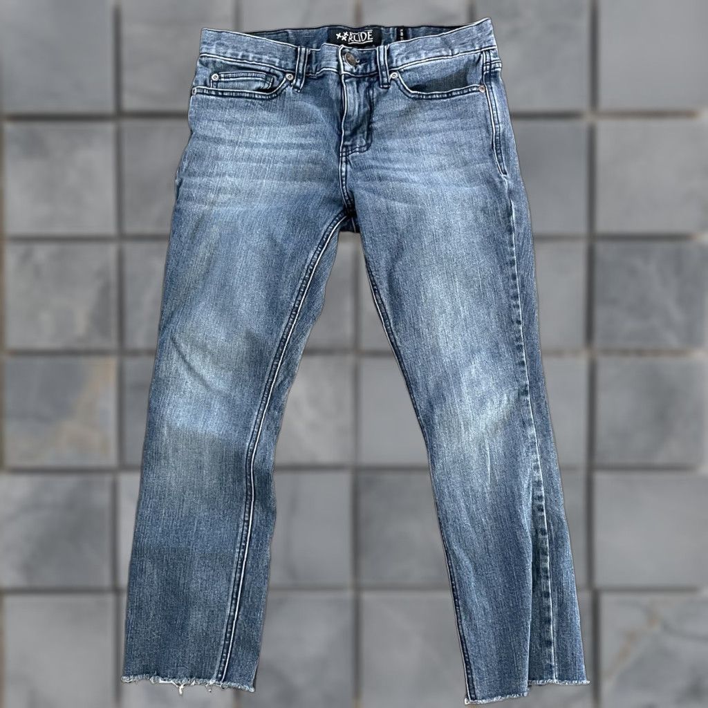 Denime Rude Jeans Skinny 30x30 Denim Dark Wash Slim Straight Men 5-Pocket Button Zip Size US 30 / EU 46 - 1 Thumbnail