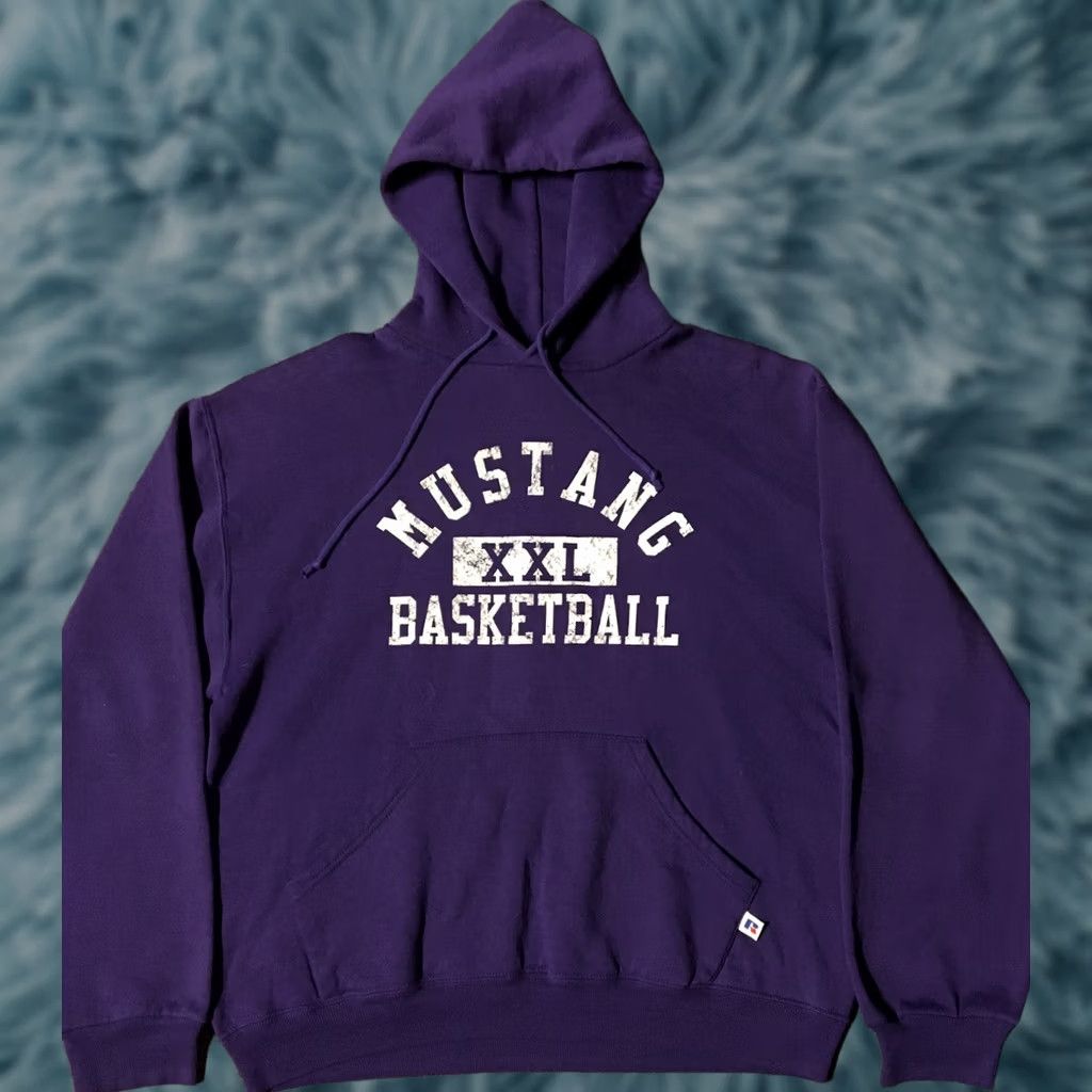 Russell Athletic VINTAGE Russell Mustang Basketball Spellout Hoodie M Purple Adult Mens Sweatshirt Size US M / EU 48-50 / 2 - 1 Thumbnail