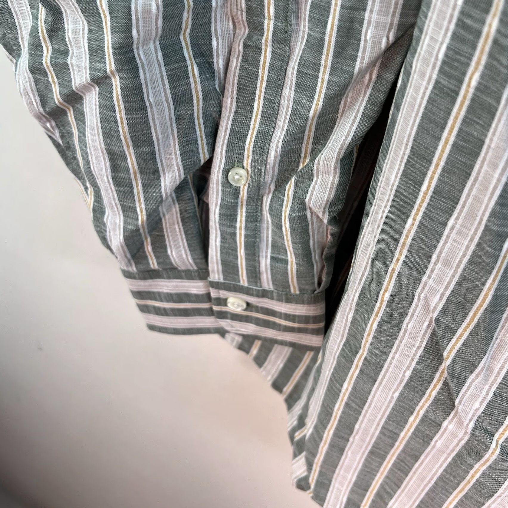 CLOT VINTAGE Cloth Men's Button-Down Shirt Size 21/38 4XL Green Striped Wool Casual Size US XXL / EU 58 / 5 - 5 Thumbnail