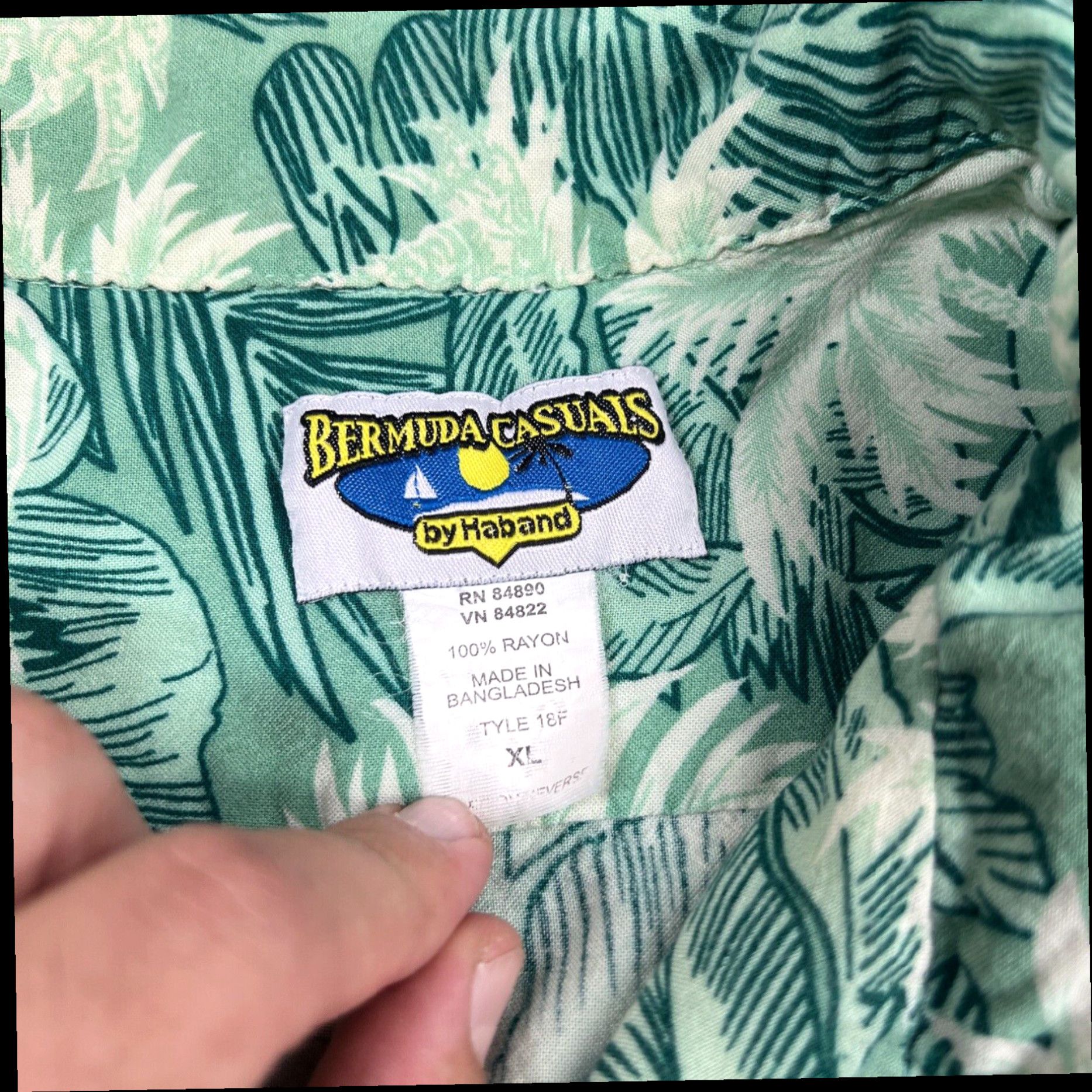 Vintage Bermuda Bay Vintage 80s 90s Hawaiian Rayon Shirt Green Mens Sz XL Fast Shipping Size US XL / EU 56 / 4 - 3 Thumbnail