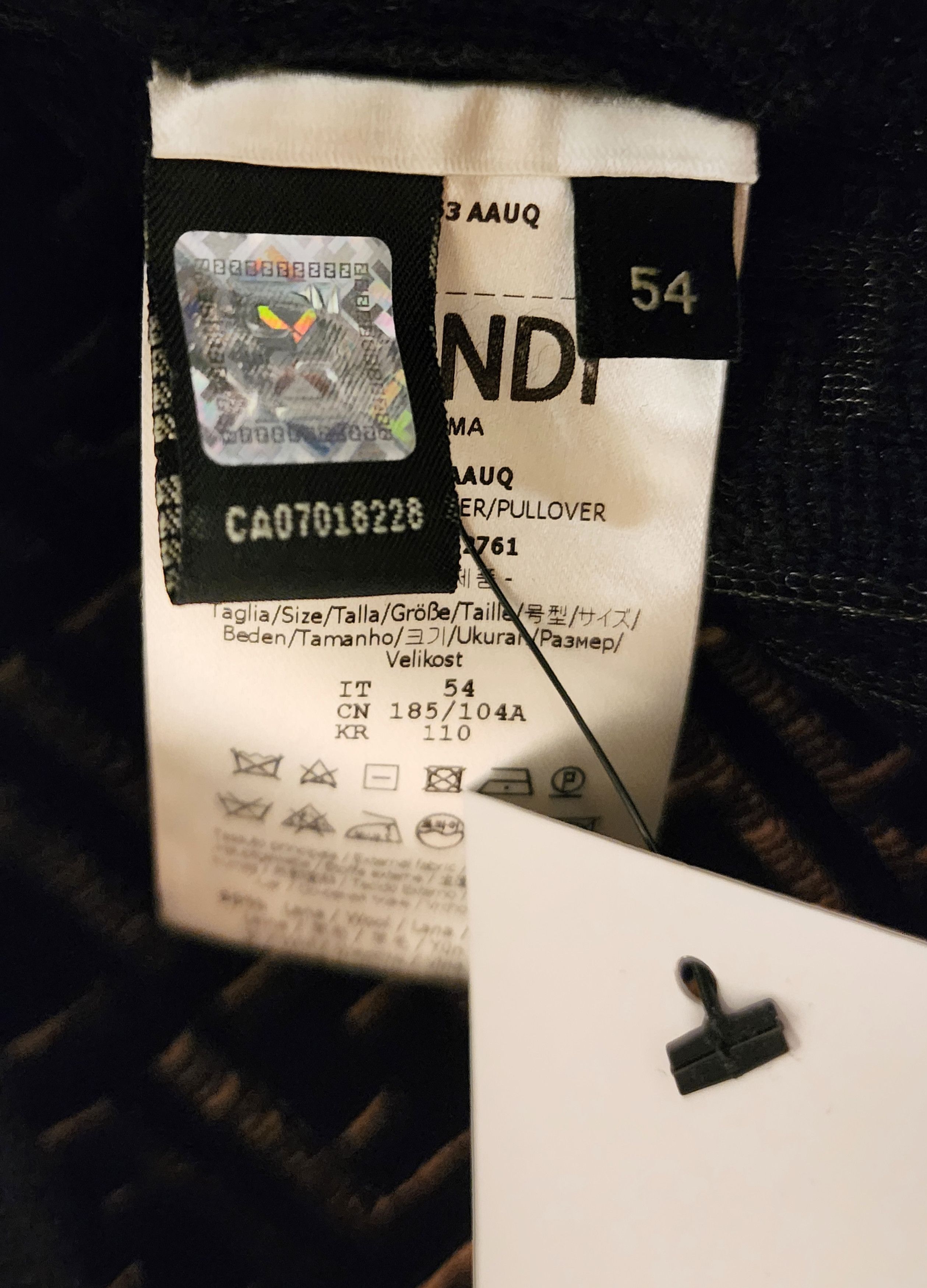 Fendi FENDI Zucca FF Logo Printed Pullover Size: XXL | US44, IT54 Size US XXL / EU 58 / 5 - 5 Thumbnail