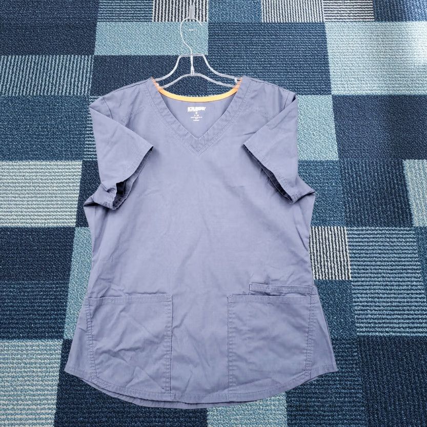 Vintage Scrubstar Scrub Top Womens S Small Gray Medical Premium Scrubwear Short Sleeves Size S / US 4 / IT 40 - 1 Thumbnail