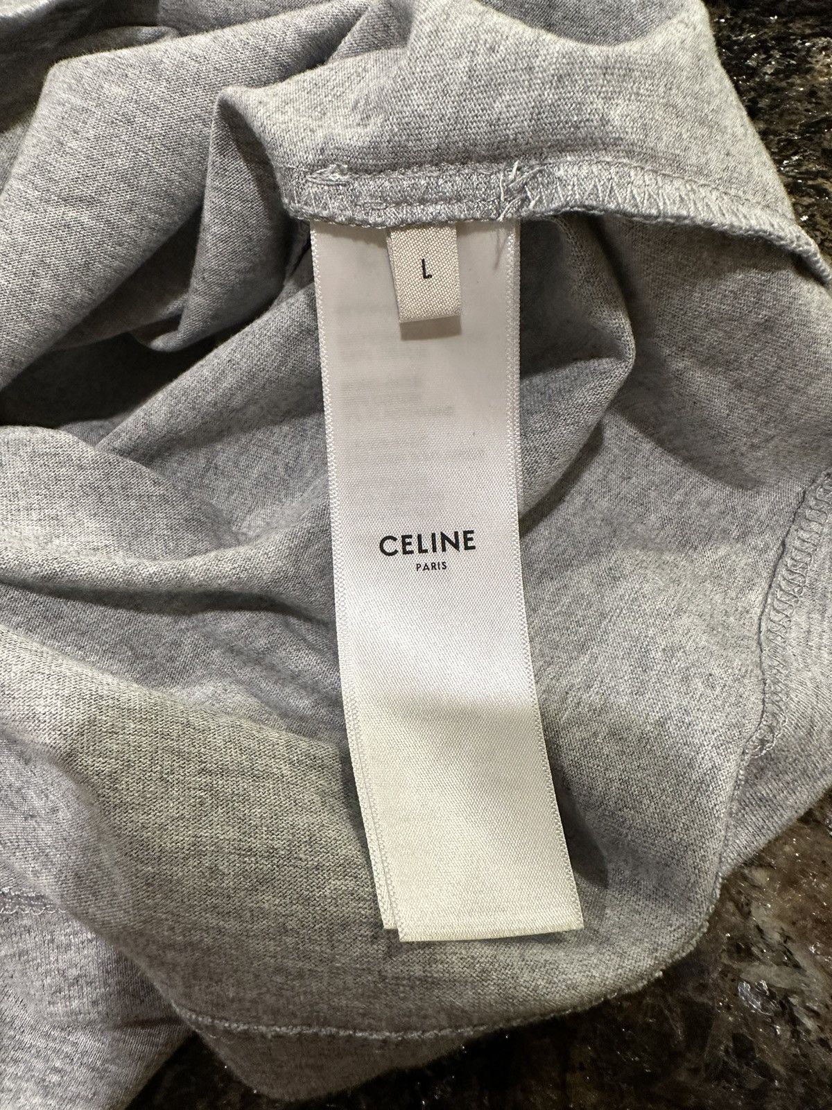 Celine × Hedi Slimane Celine Gradient Logo Print Grey Melange Loose T-Shirt Size US L / EU 52-54 / 3 - 10 Thumbnail
