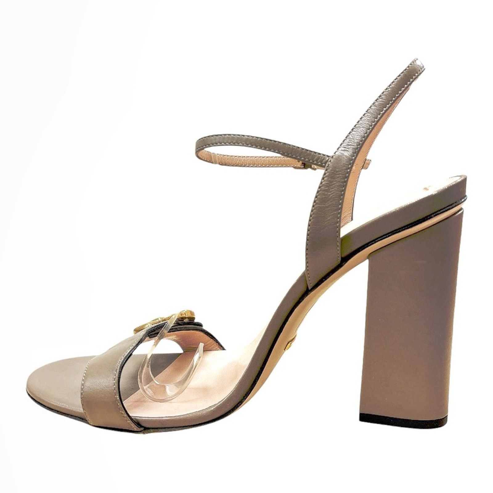 Gucci GUCCI GG Block Heel Sandal EU 39.5 US 9.5 Taupe Leather Size US 9.5 / IT 39.5 - 11 Thumbnail
