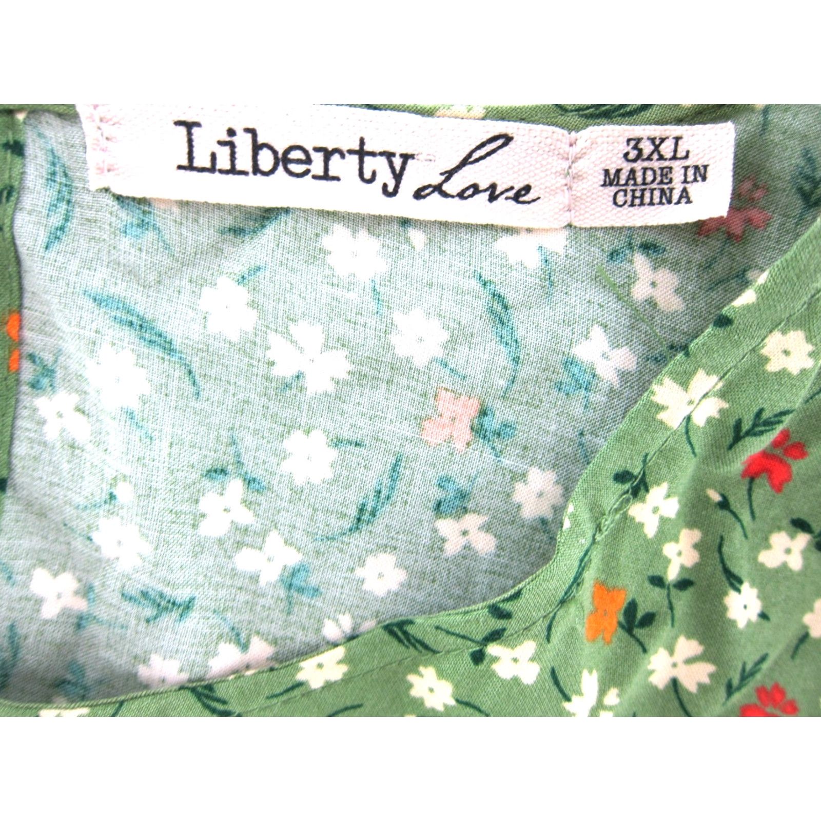 Vintage Liberty Love 100% Rayon Green Red Orange Floral Cap Sleeve Smock Sun Dress 3XL Size XXL / US 16-18 / IT 52-54 - 3 Thumbnail