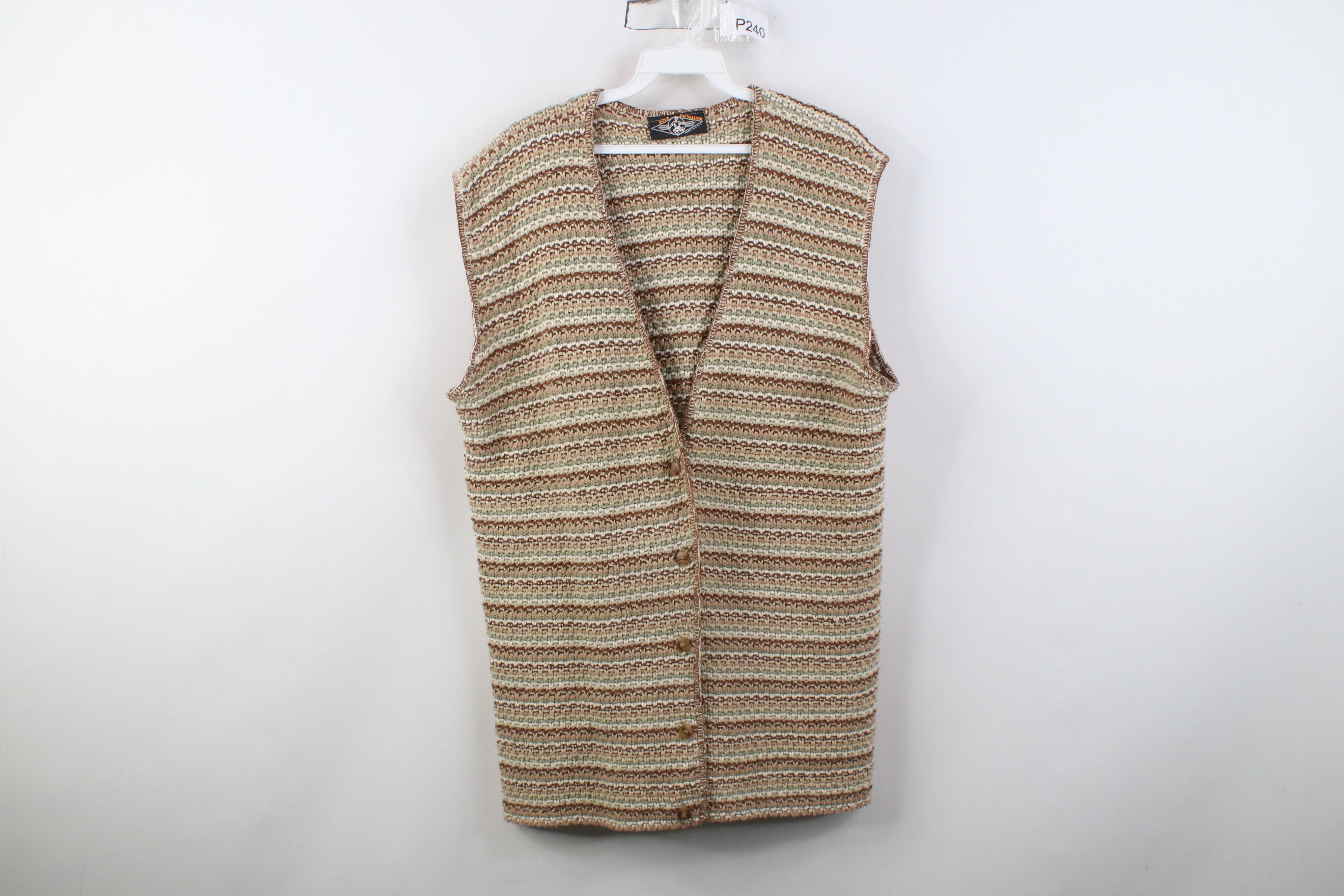 Vintage Vintage 90s Streetwear Tone Striped Knit Sweater Vest USA Size XL / US 12-14 / IT 48-50 - 1 Thumbnail