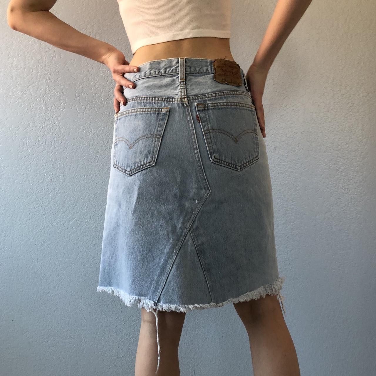 Levi's Vintage Clothing Vintage Levis Deconstructed Distressed Skirt Frayed Hem Size 31" - 2 Thumbnail