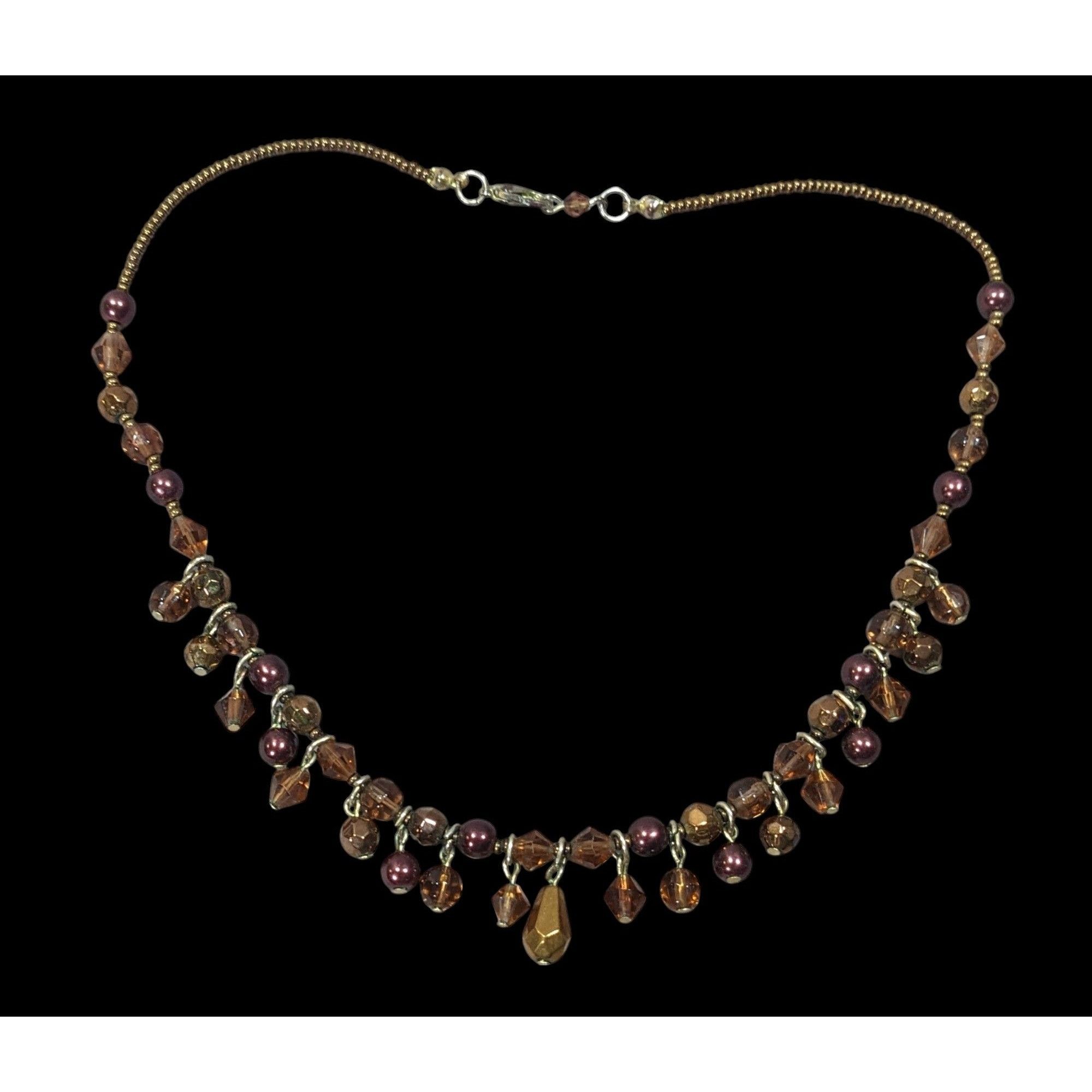 Other Rustic Brown Glass Faux Pearl Beaded Fringe Necklace Size ONE SIZE - 1 Thumbnail