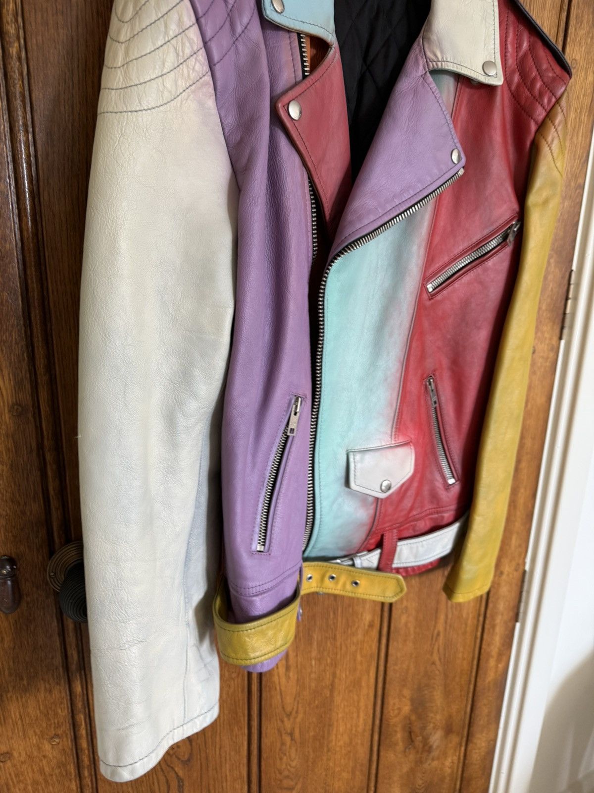 Celine $6.4k FW21 Celine multicolour leather biker jacket couture Size US L / EU 52-54 / 3 - 17 Thumbnail