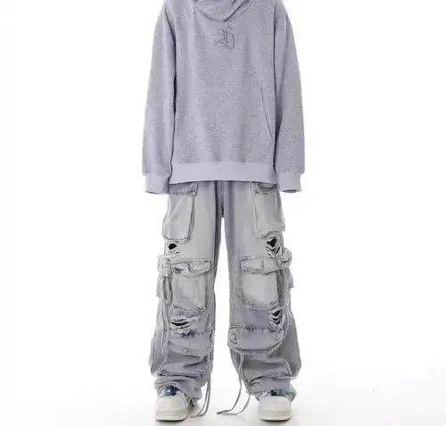 Japanese Brand VIBE Street hip hop grunge ripped wide leg jeans Size US 32 / EU 48 - 2 Thumbnail