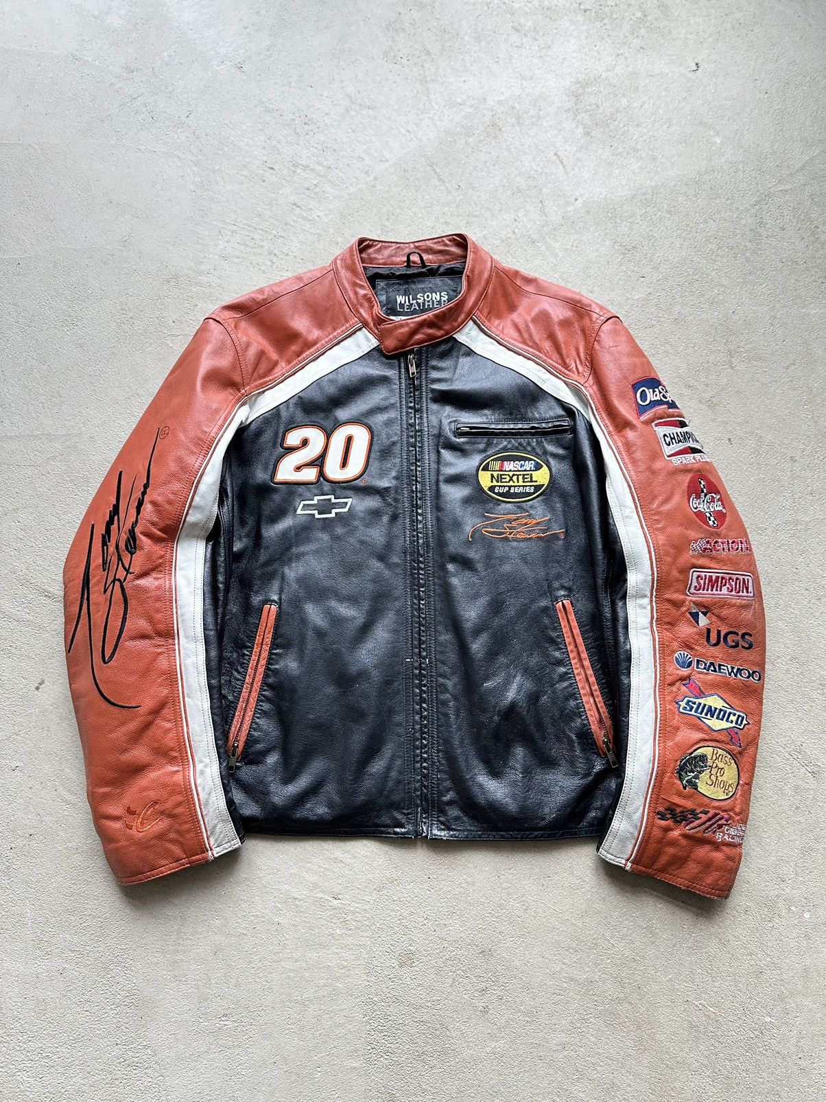 image of Y2K Wilson’S Leather Nascar Home Depot Jacket in Black, Men's (Size XL)