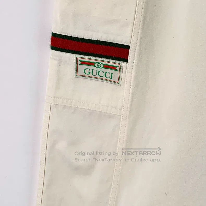 Gucci Gucci SizeXS Beige pocket striped webbing cotton drawstring Size 42" / US 20 - 4 Thumbnail