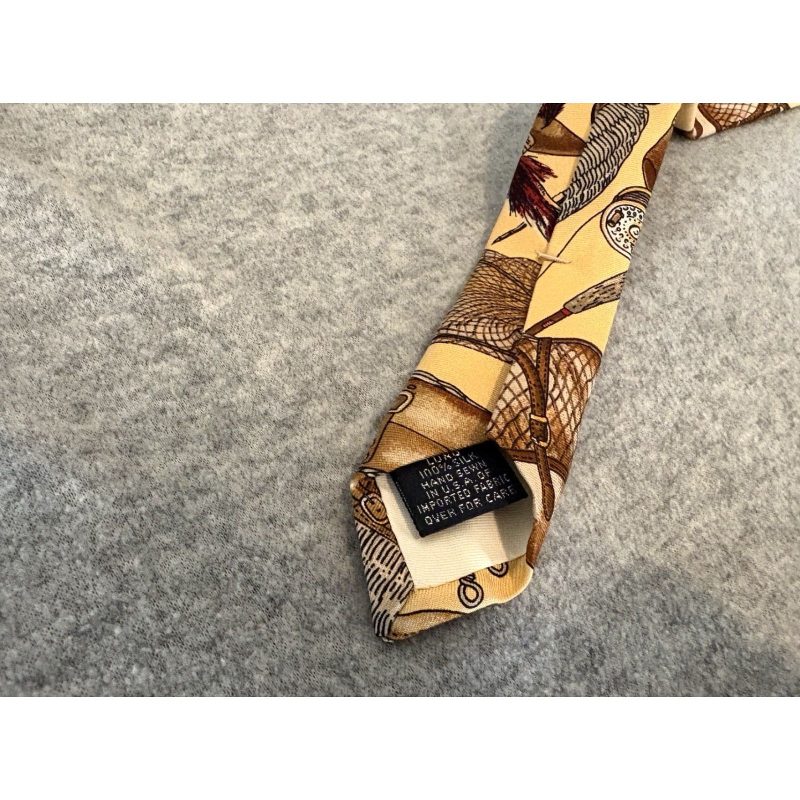 Lands' End Lands' End Silk Tie AOP Fishing Tie Multicolor 60" Men Mens Classic 57"-60" American Nature Fishing Theme Size ONE SIZE - 3 Thumbnail