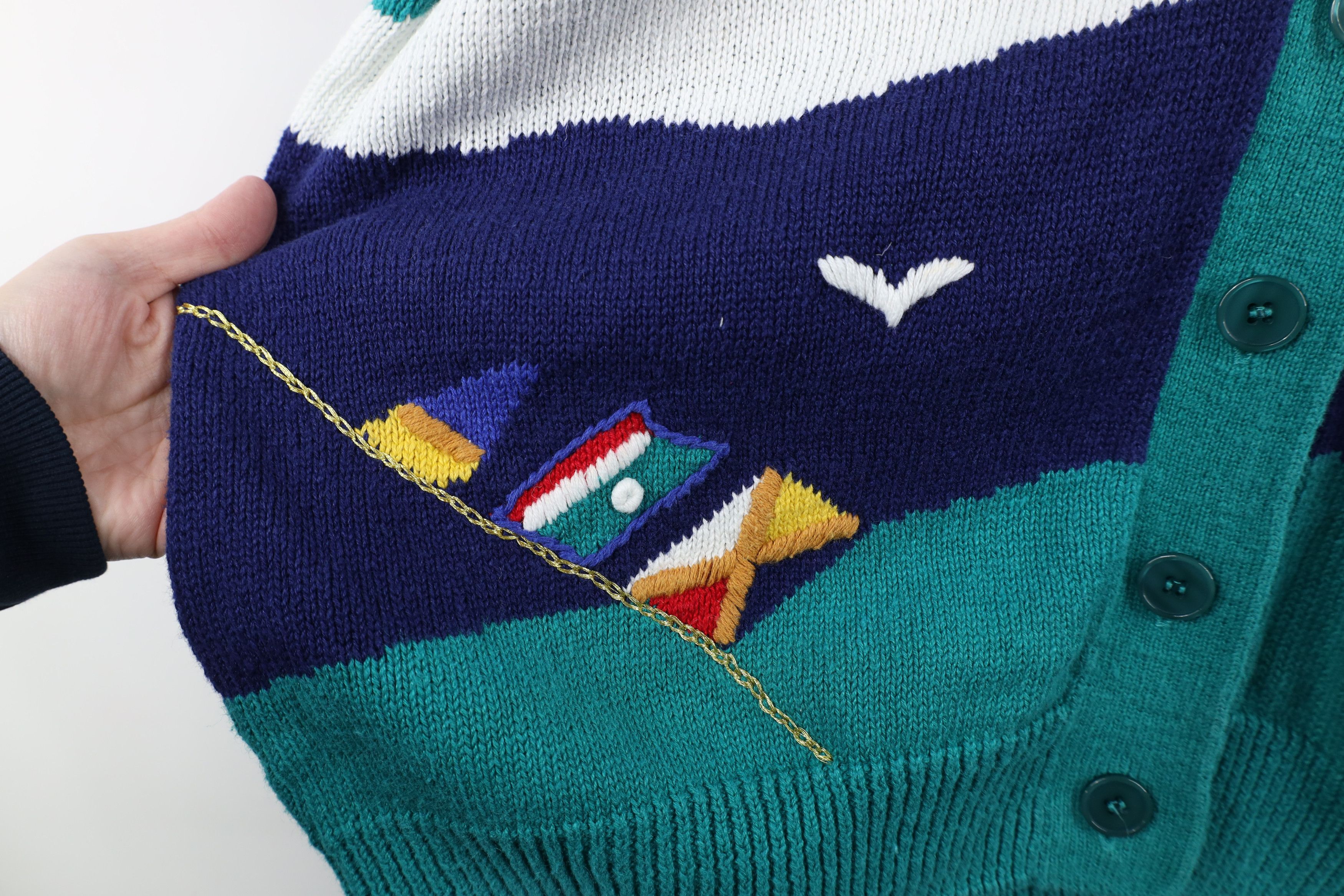 Vintage Vintage 90s Streetwear Sailing Over Print Cardigan Sweater Size XXL / US 16-18 / IT 52-54 - 7 Thumbnail