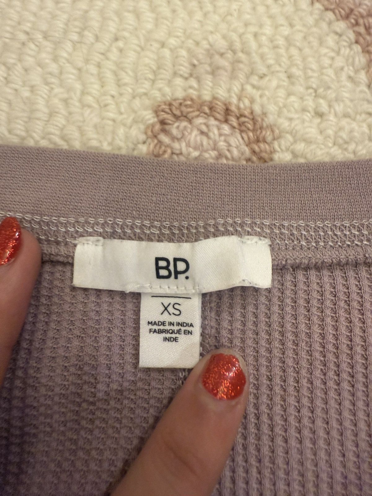 BP. Waffle Knit Mauve Long Sleeve Crop Top Y2K Cozy Aesthetic Size XS / US 0-2 / IT 36-38 - 4 Thumbnail