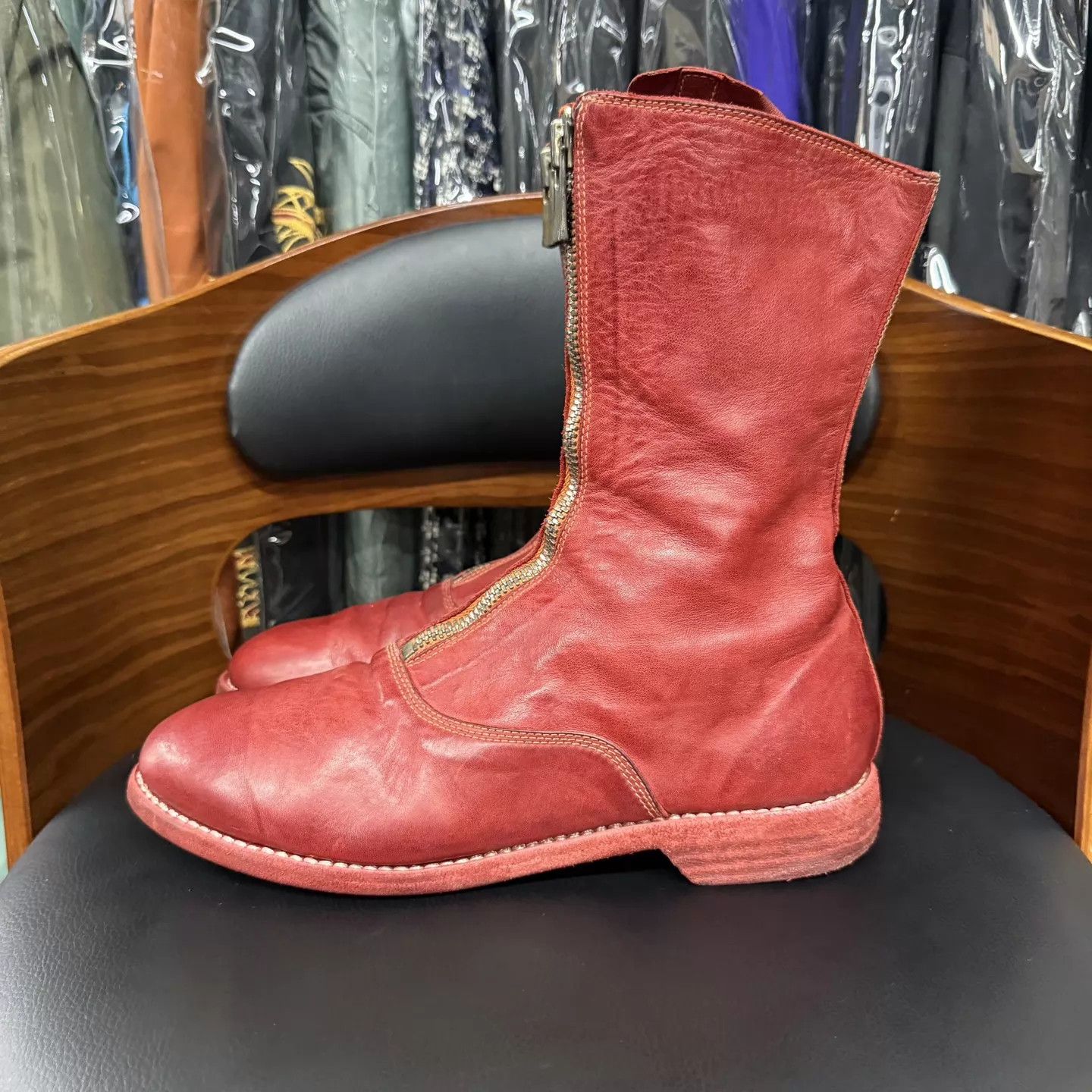 Guidi GuiDi 310 Red Calfskin Short Boots 38 Near Mint Size US 7.5 / IT 37.5 - 6 Thumbnail