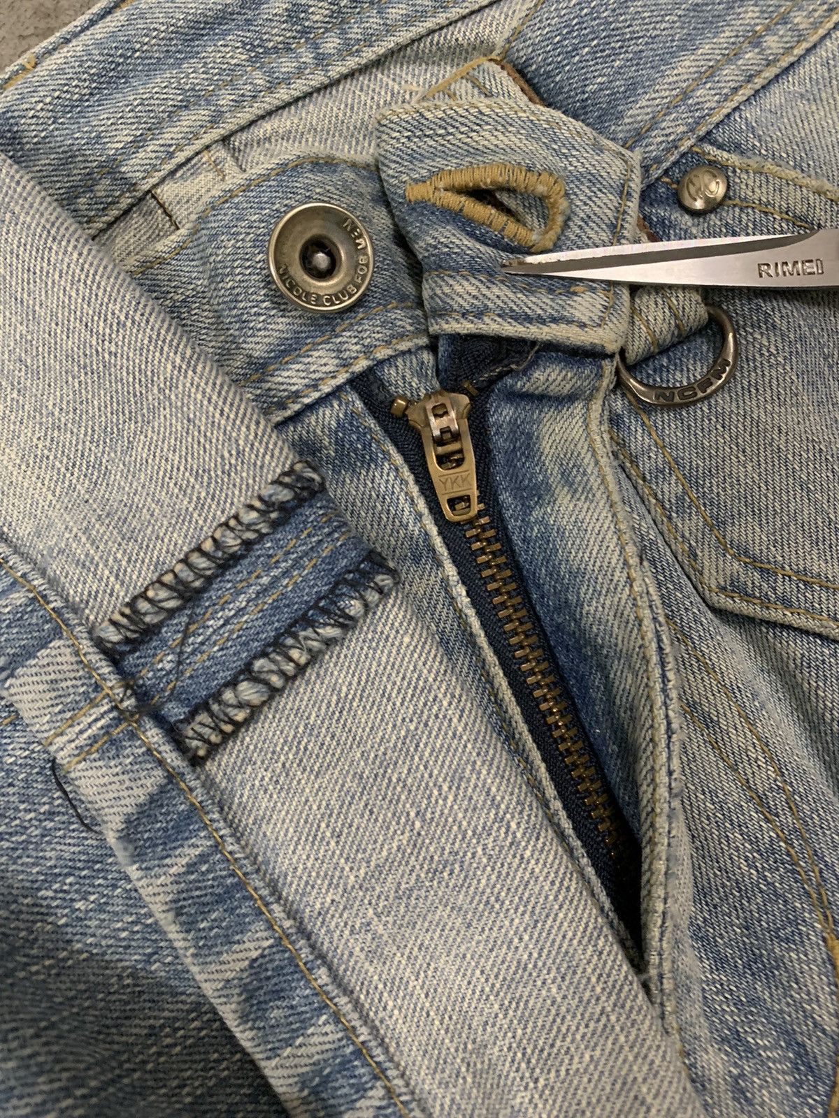 Tornado Mart Vintage NCFM Leather Pocket Clawmark Distressed Jeans Size US 32 / EU 48 - 4 Thumbnail