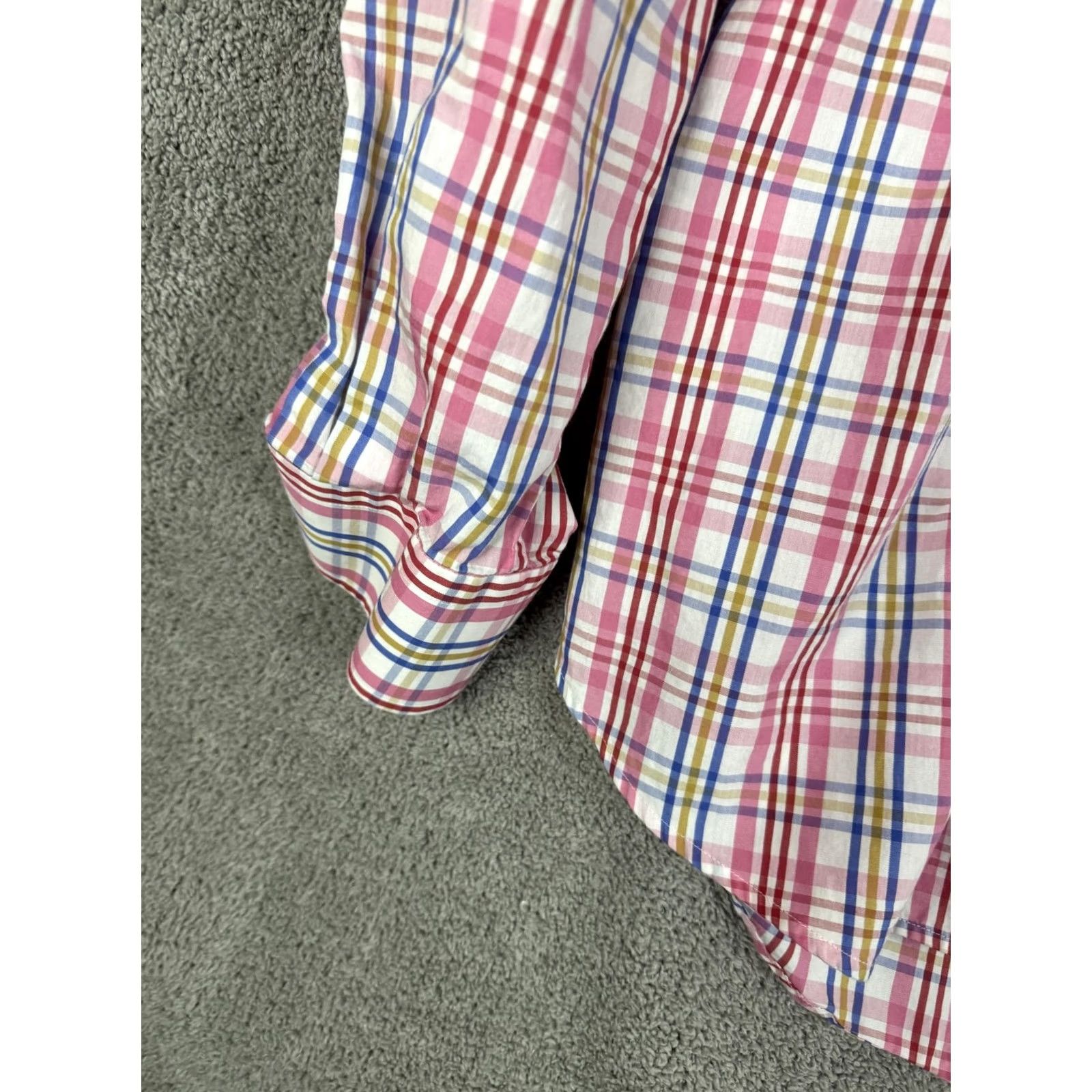 Peter Millar Peter Millar Shirt Mens XL Pink Blue Plaid Button Front Long Sleeve Cotton Size US XL / EU 56 / 4 - 2 Thumbnail