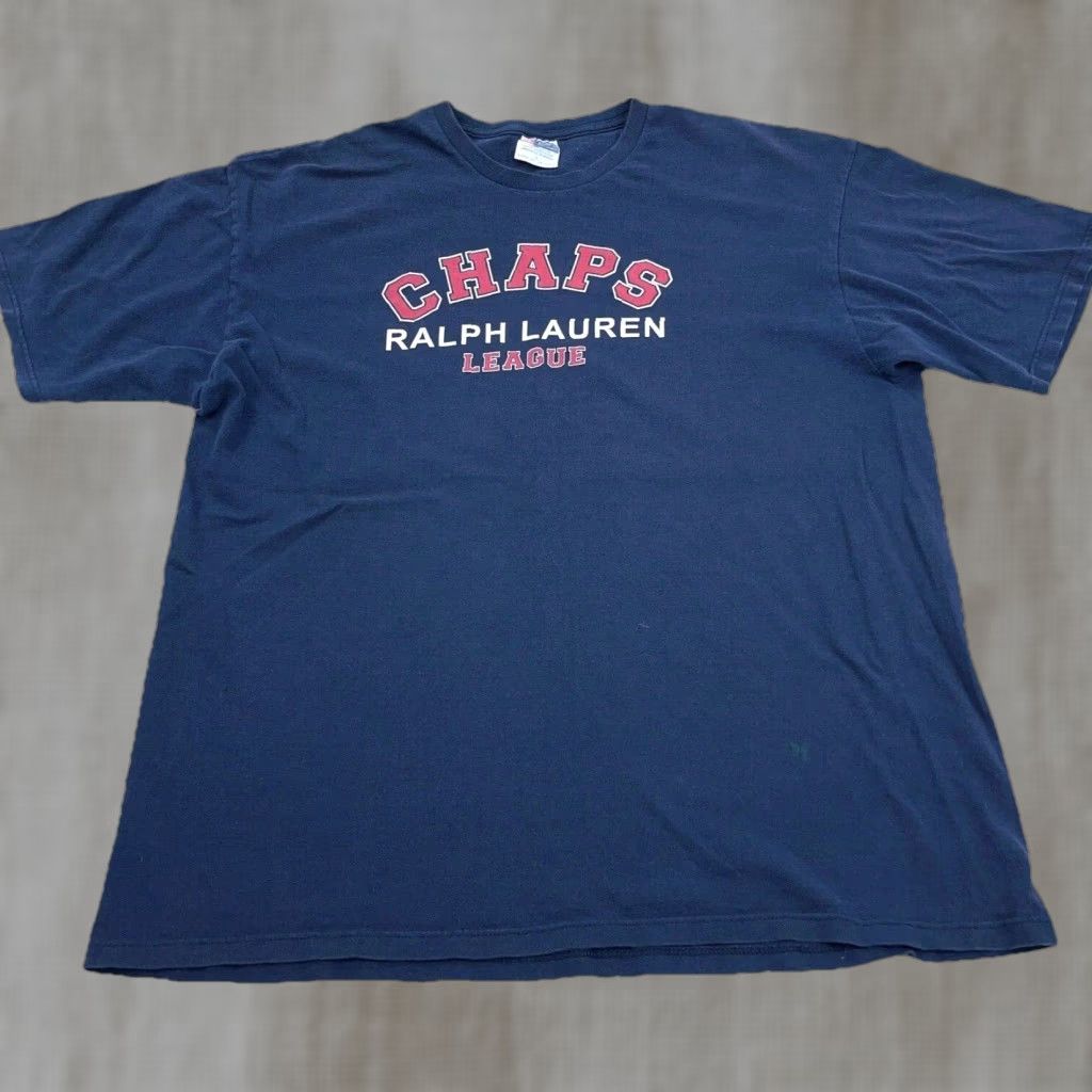 Chaps VINTAGE Chaps Shirt Men L Blue Tee Spell Out Sports Navy Y2K 90s Retro Hipster Logo Short Sleeve Cotton Knit Machine Washable Regular Size US L / EU 52-54 / 3 - 1 Thumbnail