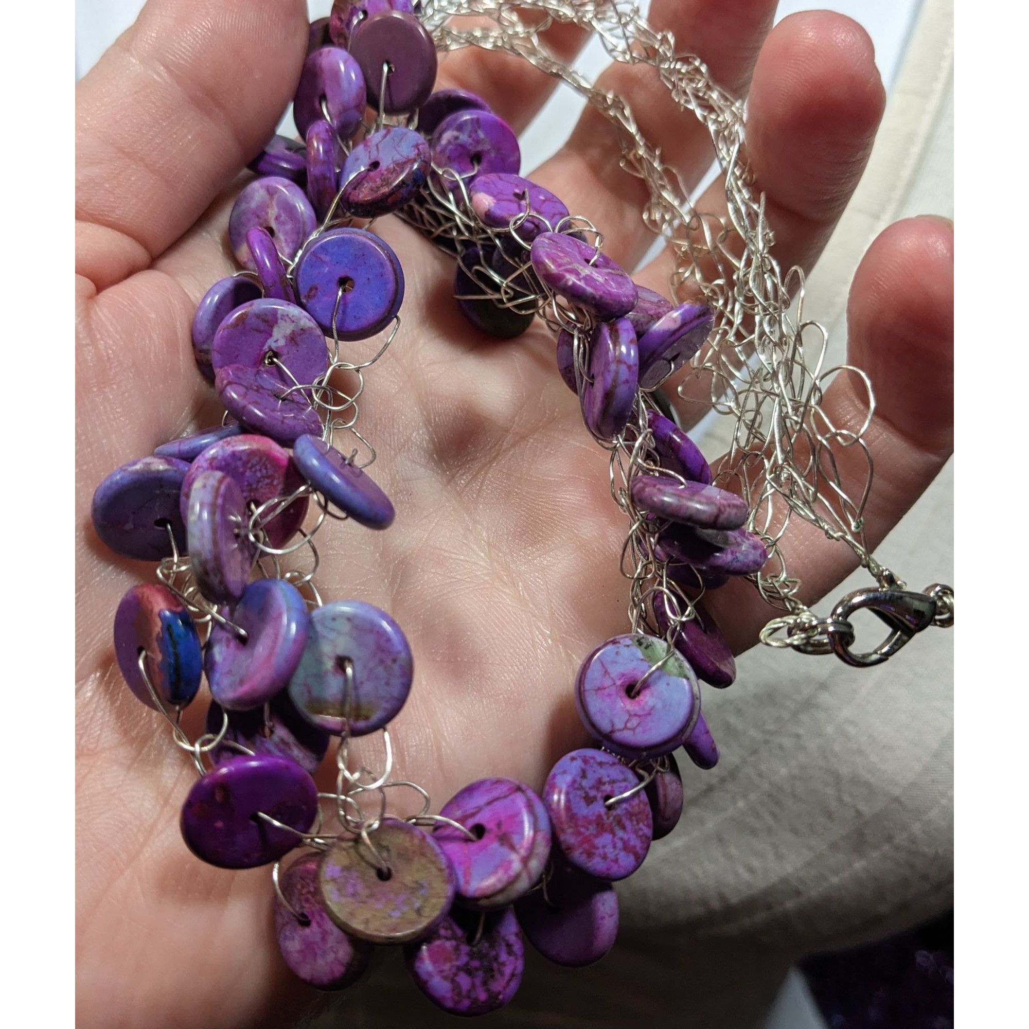 Other Handmade Purple Stone Beaded Statement Necklace Size ONE SIZE - 3 Thumbnail