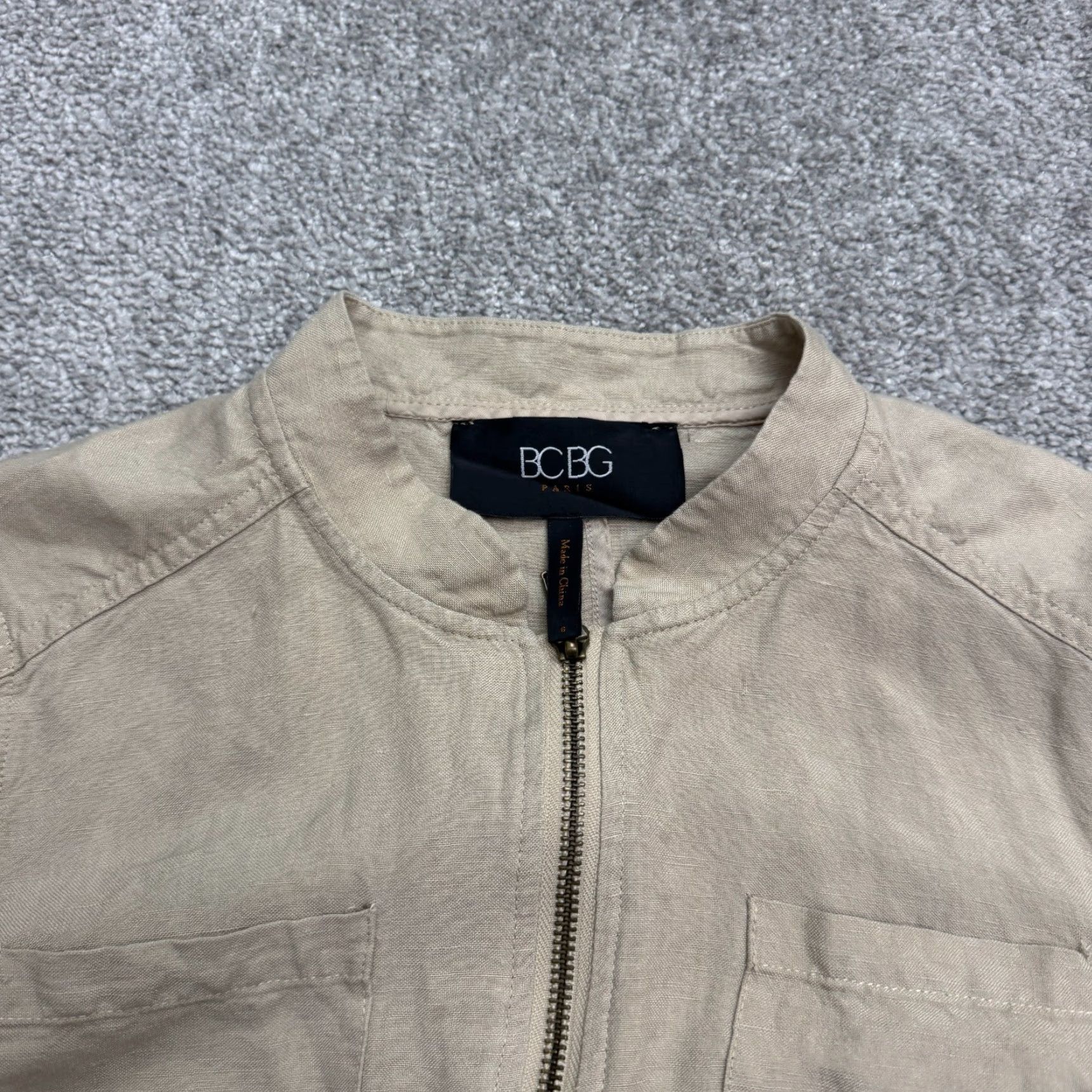 Vintage VINTAGEBGB Paris Utility Linen Blend Full Zip Jacket Women 6 Tan Pocket Casual Outdoor Size M / US 6-8 / IT 42-44 - 3 Thumbnail