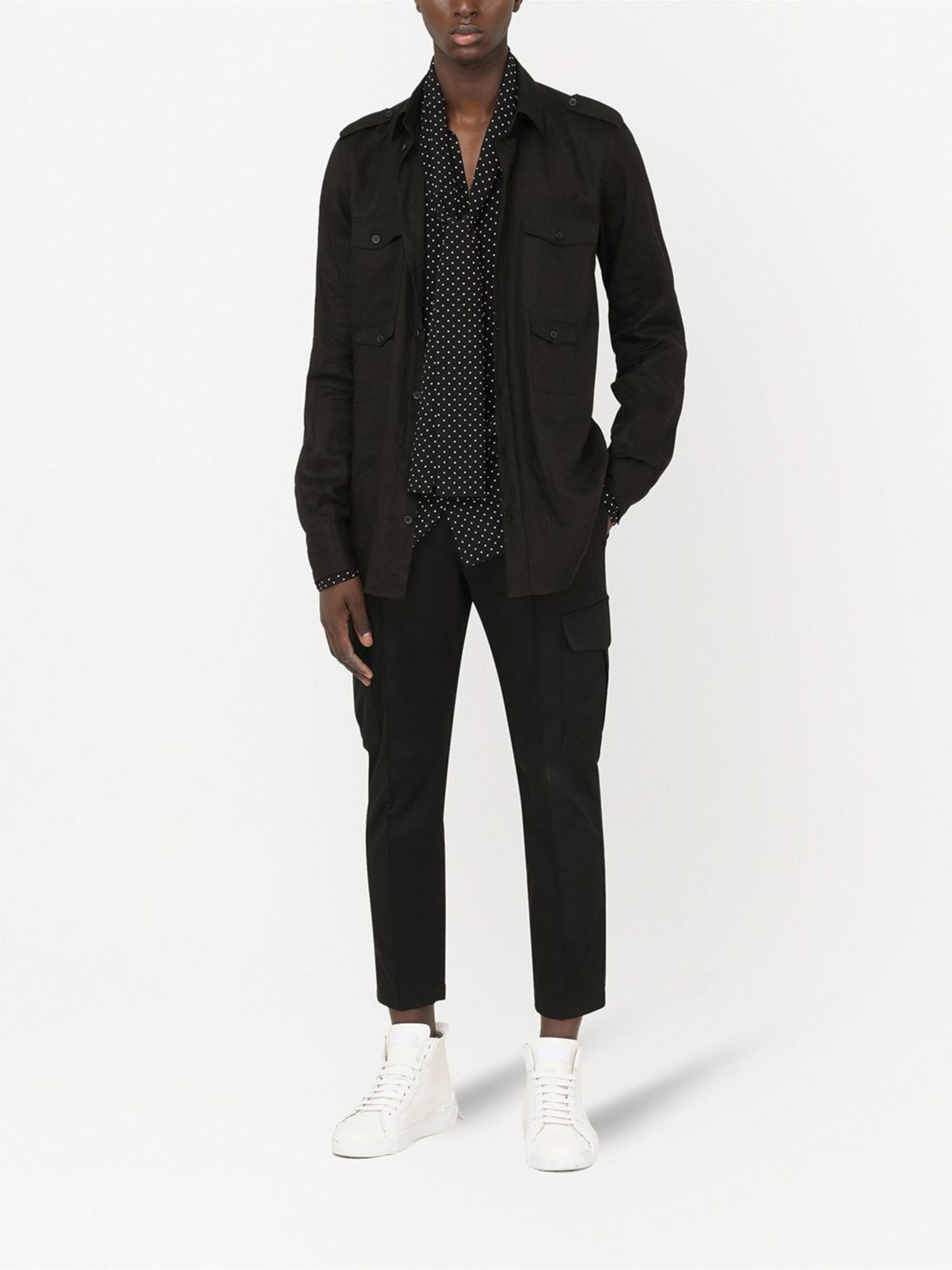 Dolce & Gabbana o1y0125 Linen Shirt in Black Size US S / EU 44-46 / 1 - 5 Thumbnail