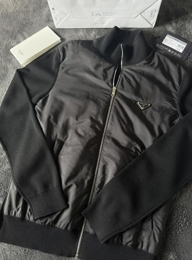 Prada Prada Black Sweatshirt & Wool Jacket with Re-Nylon Details Size US M / EU 48-50 / 2 - 2 Thumbnail
