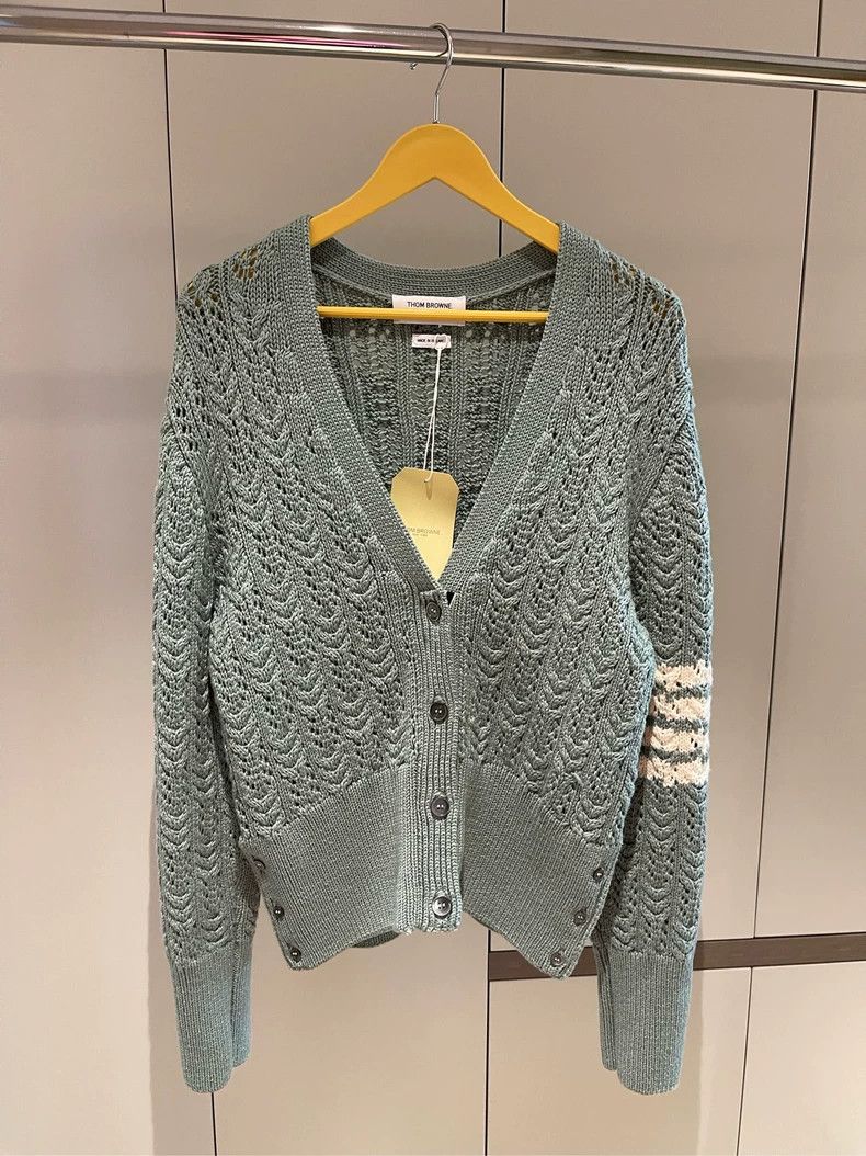 Thom Browne Thom Browne Stone green open knit sweater Size US L / EU 52-54 / 3 - 2 Thumbnail