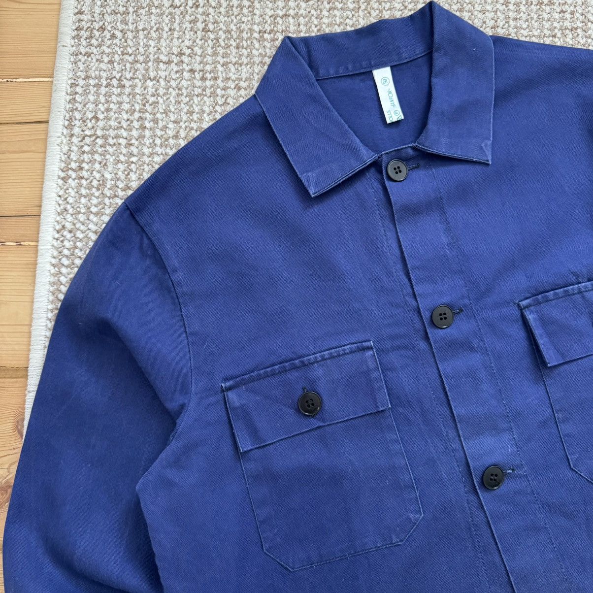 Le Laboureur 80s French Sanfor Vintage Blue Faded Cotton Works Jacket Size US M / EU 48-50 / 2 - 4 Thumbnail