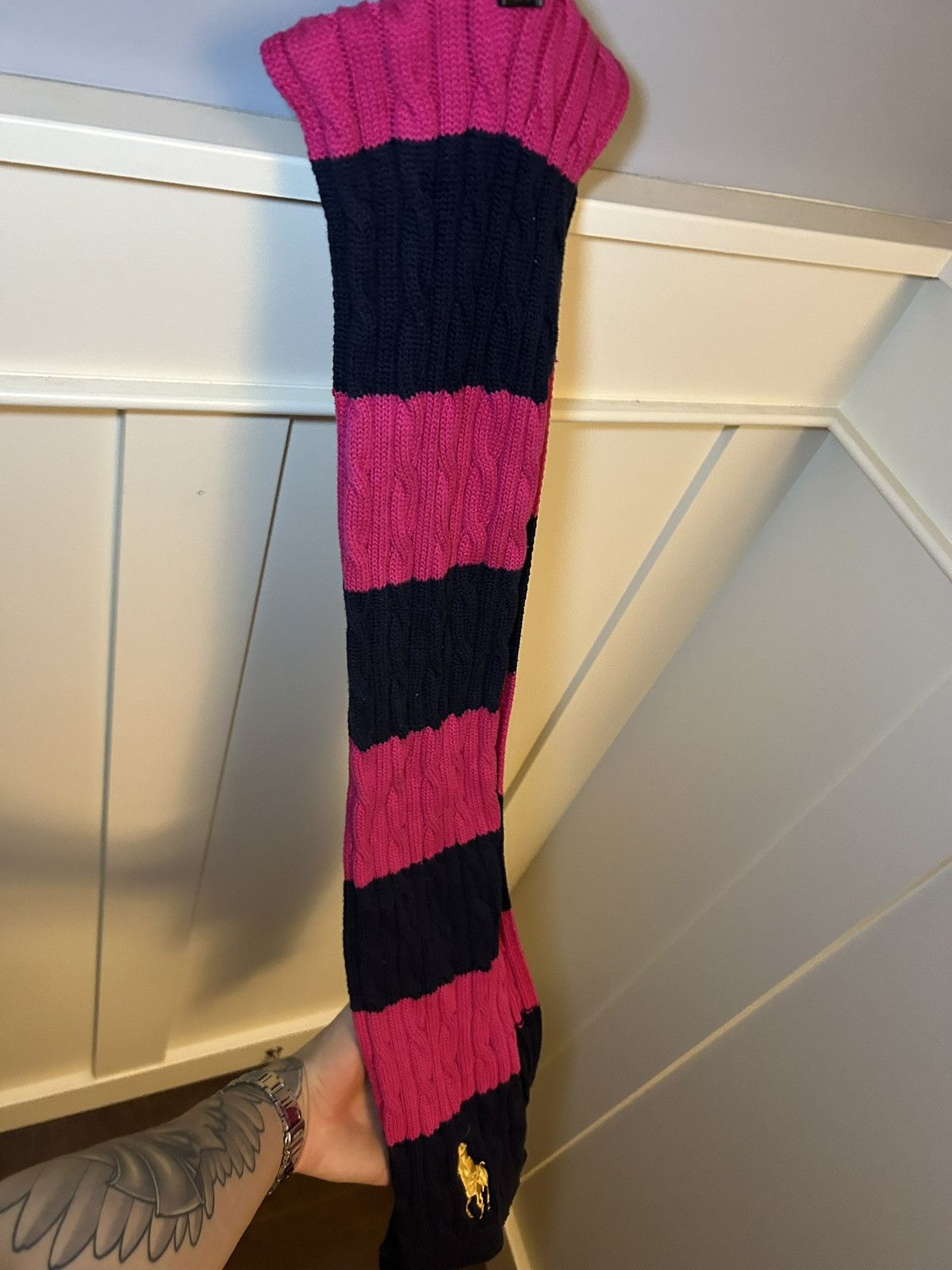 Polo Ralph Lauren Vintage Polo Ralph Lauren big pony cable knit wool scarf Size ONE SIZE - 3 Thumbnail