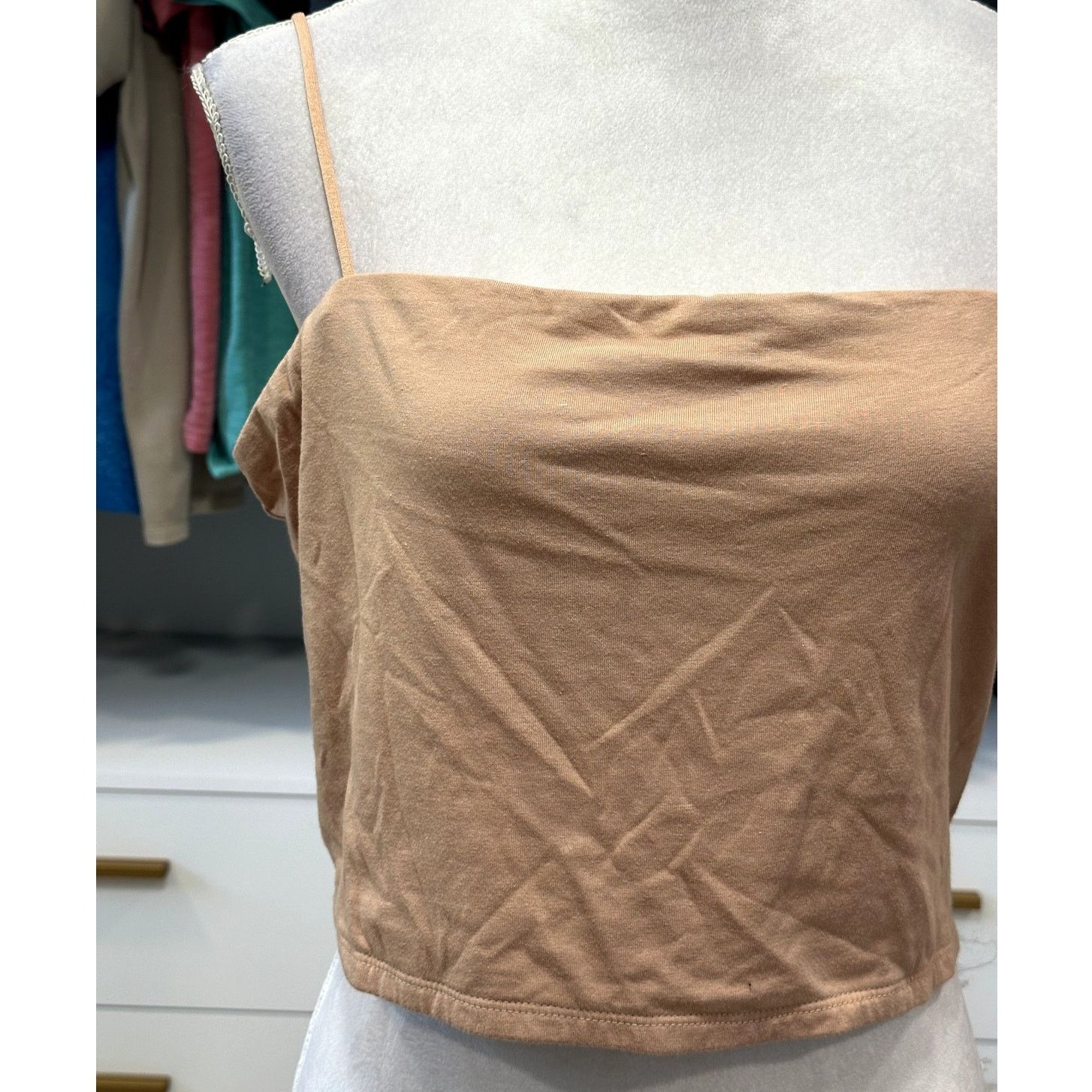 Other Open Edit Women's Crop Sleeveless Cami Beige Tan XL NWT Size XL / US 12-14 / IT 48-50 - 2 Thumbnail