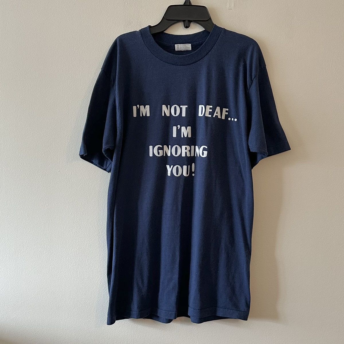 Hanes Vintage Deaf Ignoring You Novelty Old Navy T Shirt Single Size US L / EU 52-54 / 3 - 1 Thumbnail