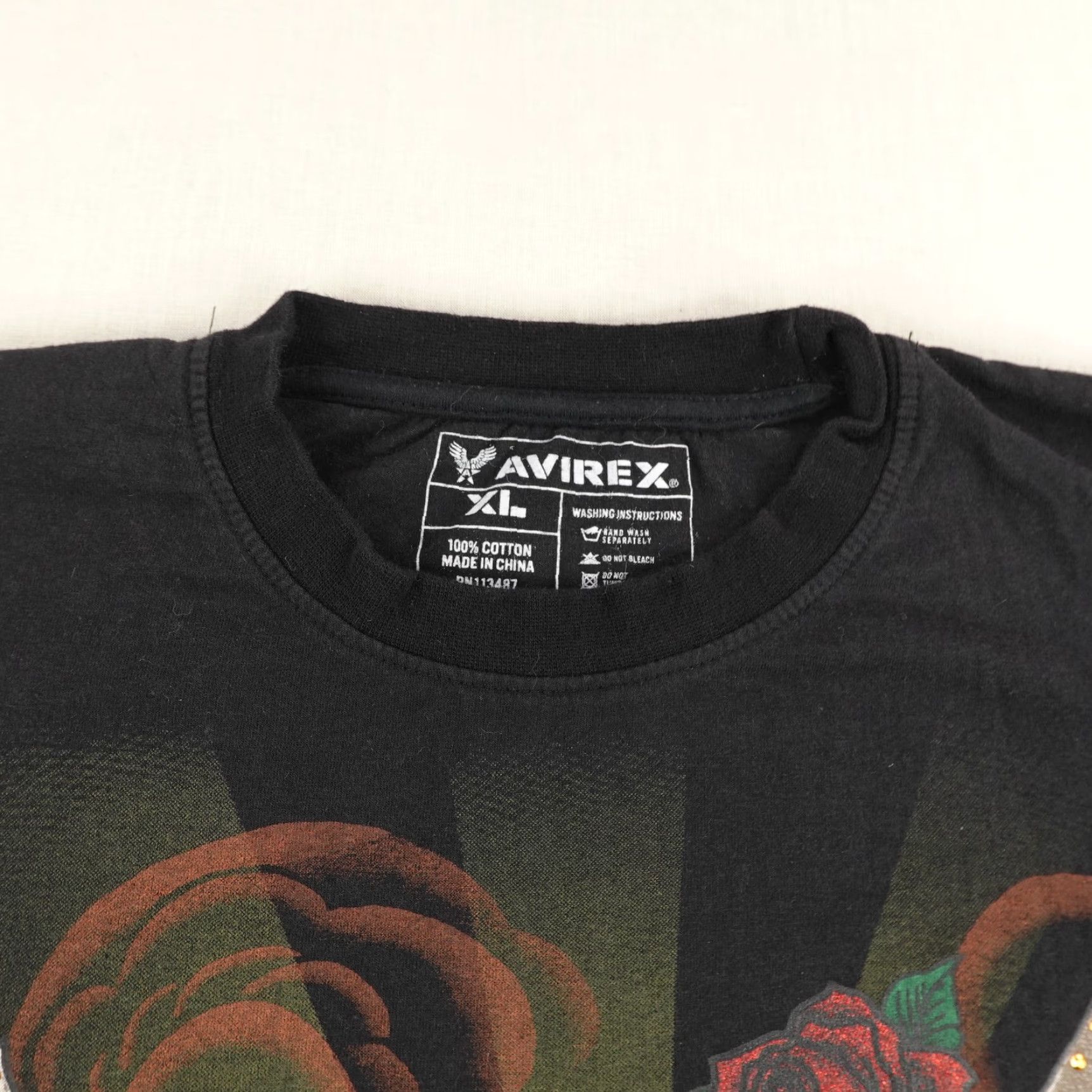 Avirex VINTAGE Avirex Shirt Team Eagle Rose Tattoo Graphic Tee Mens XL Black Short Sleeve 100% Cotton Size US XL / EU 56 / 4 - 3 Thumbnail