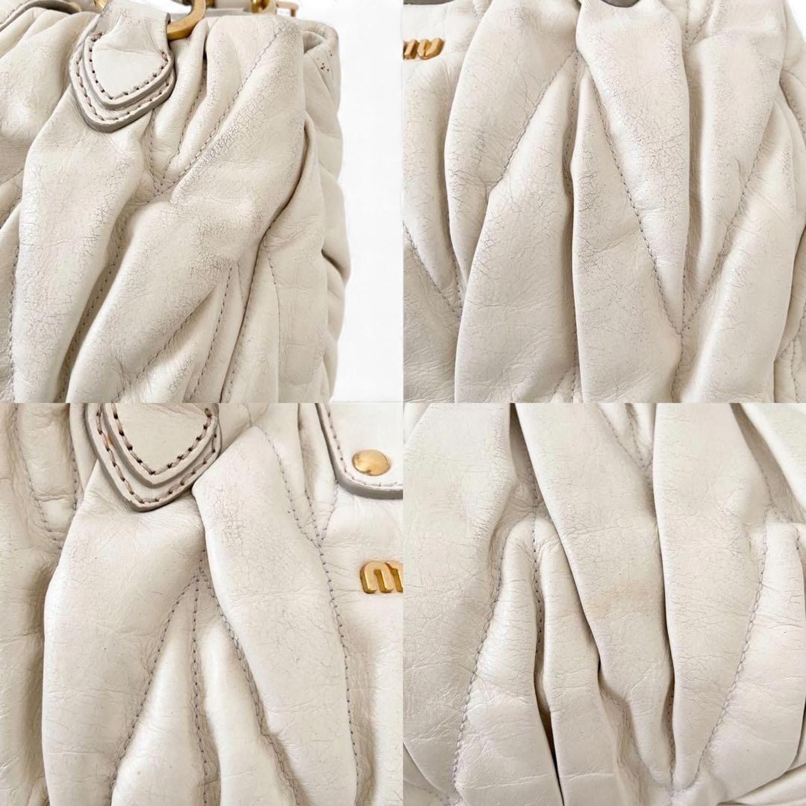 Miu Miu Miu Miu - White Leather Shoulder Bag Gold Size ONE SIZE - 7 Thumbnail