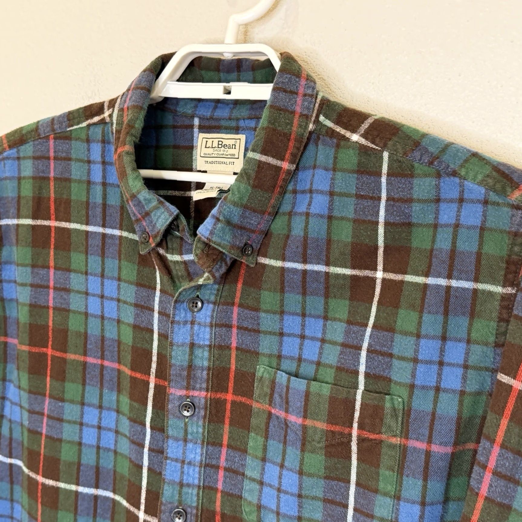 Vintage VINTAGE L.L. Bean Button Down Shirt Mens XL-Tall Blue Plaid Long Sleeve Traditional Fit Size US XL / EU 56 / 4 - 2 Thumbnail