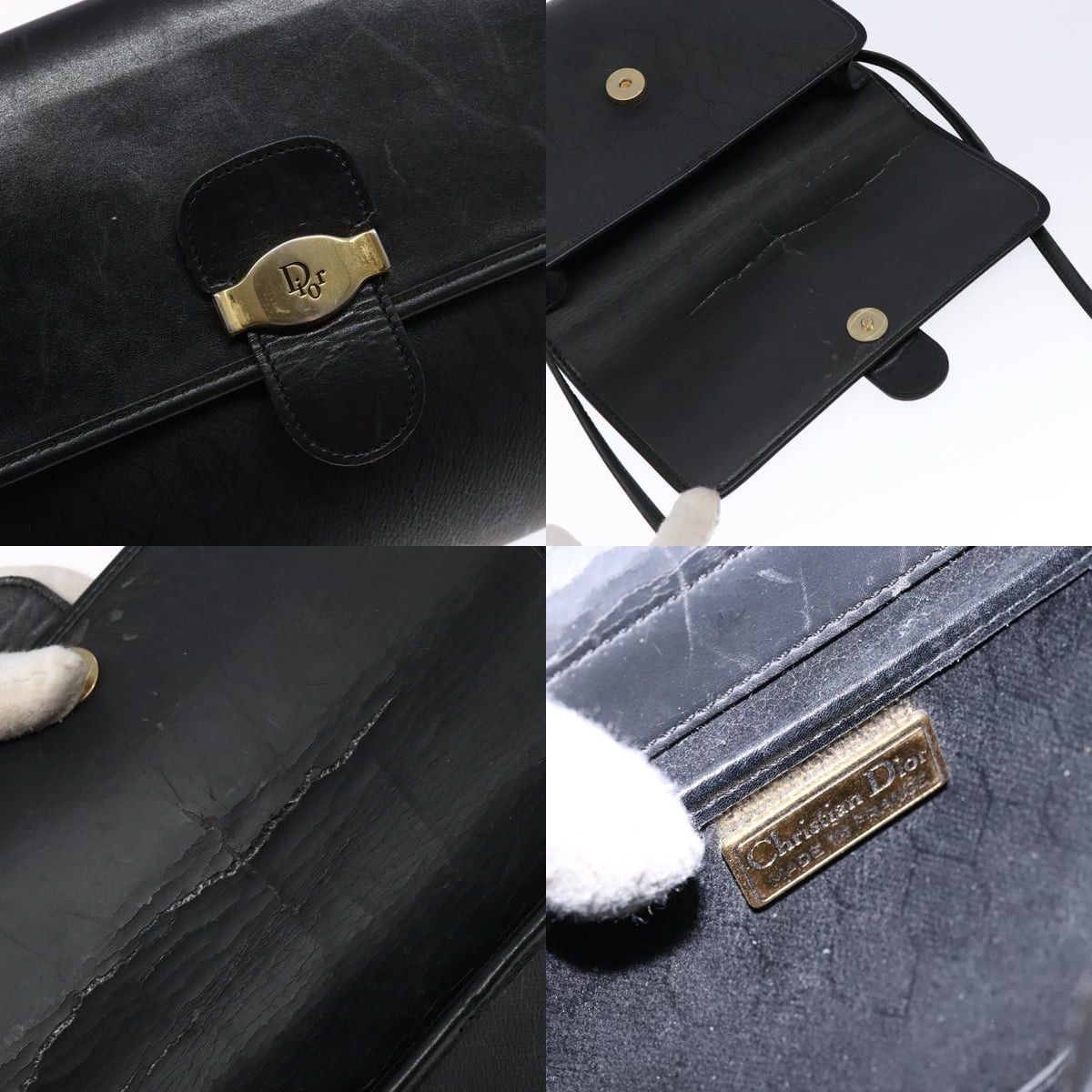 Dior DIOR Honeycomb Canvas Shoulder Bag Pvc Black Gold Size ONE SIZE - 11 Thumbnail