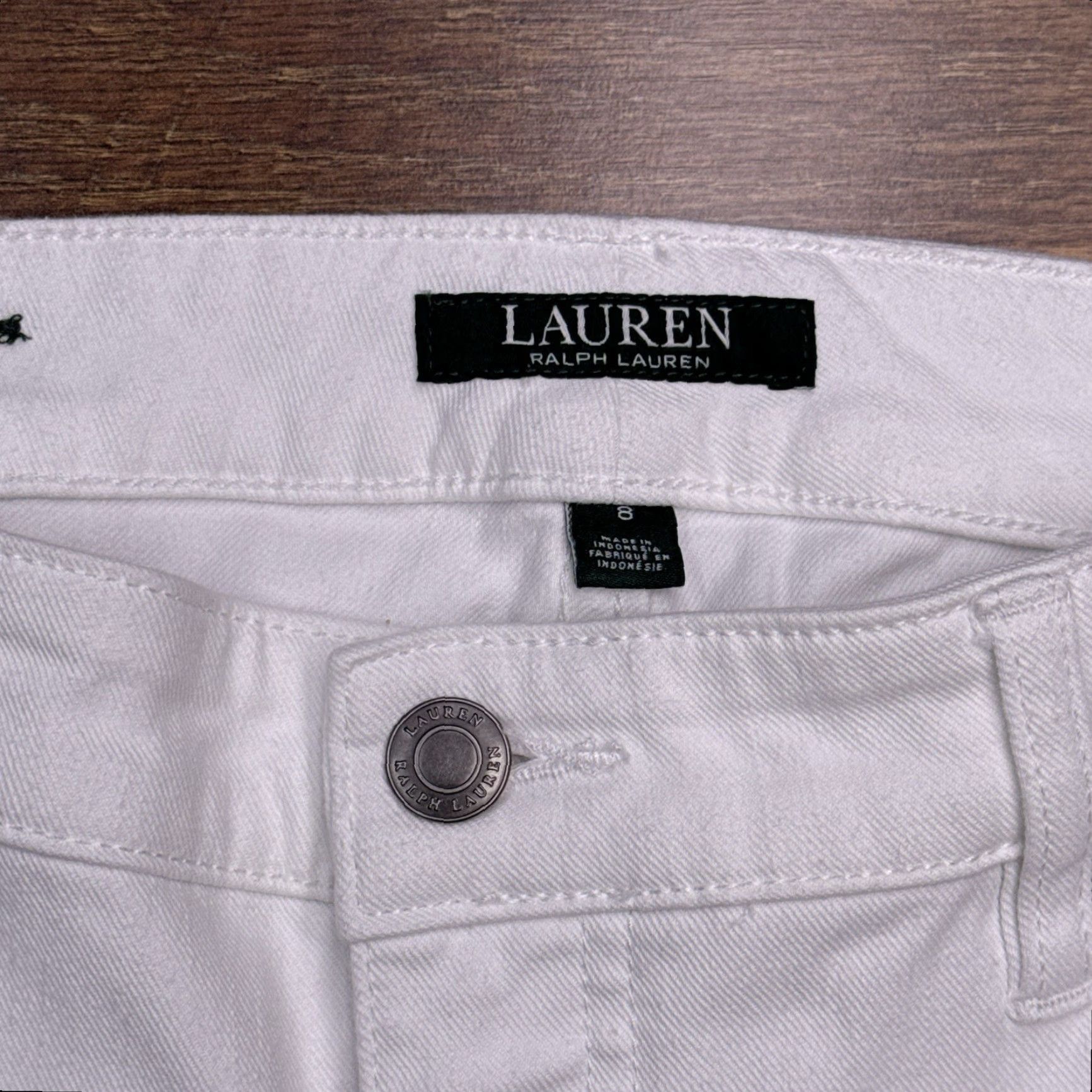 Ralph Lauren Lauren Ralph Lauren Jeans Womens 8 White Mid Rise Stretch Straight 5-Pocket Denim Rigged Logo Modern Size 30" / US 8 / IT 44 - 4 Thumbnail