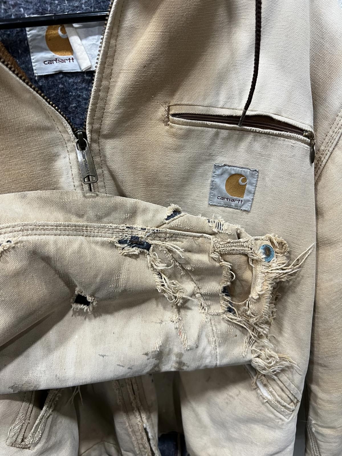 Carhartt 00s L Carhartt Biege Detroit Jacket Thrashed Size US XL / EU 56 / 4 - 2 Thumbnail