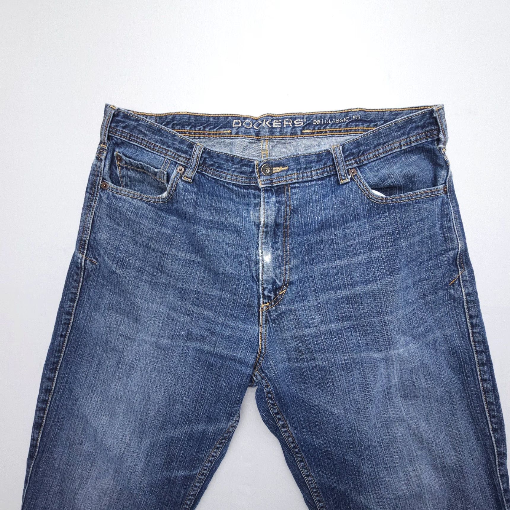 Dockers VINTAGE Dockers D3 Classic Fit Jeans Mens 38 x 30 Dark Distressed 2000s Denim Size US 38 / EU 54 - 3 Thumbnail