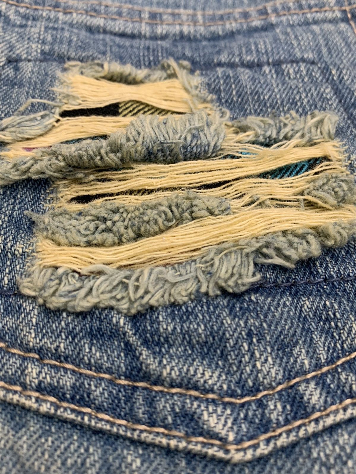 20471120 Double Waist Tartan Plaid Junya Style Distressed Rusty Denim Size US 27 - 15 Thumbnail