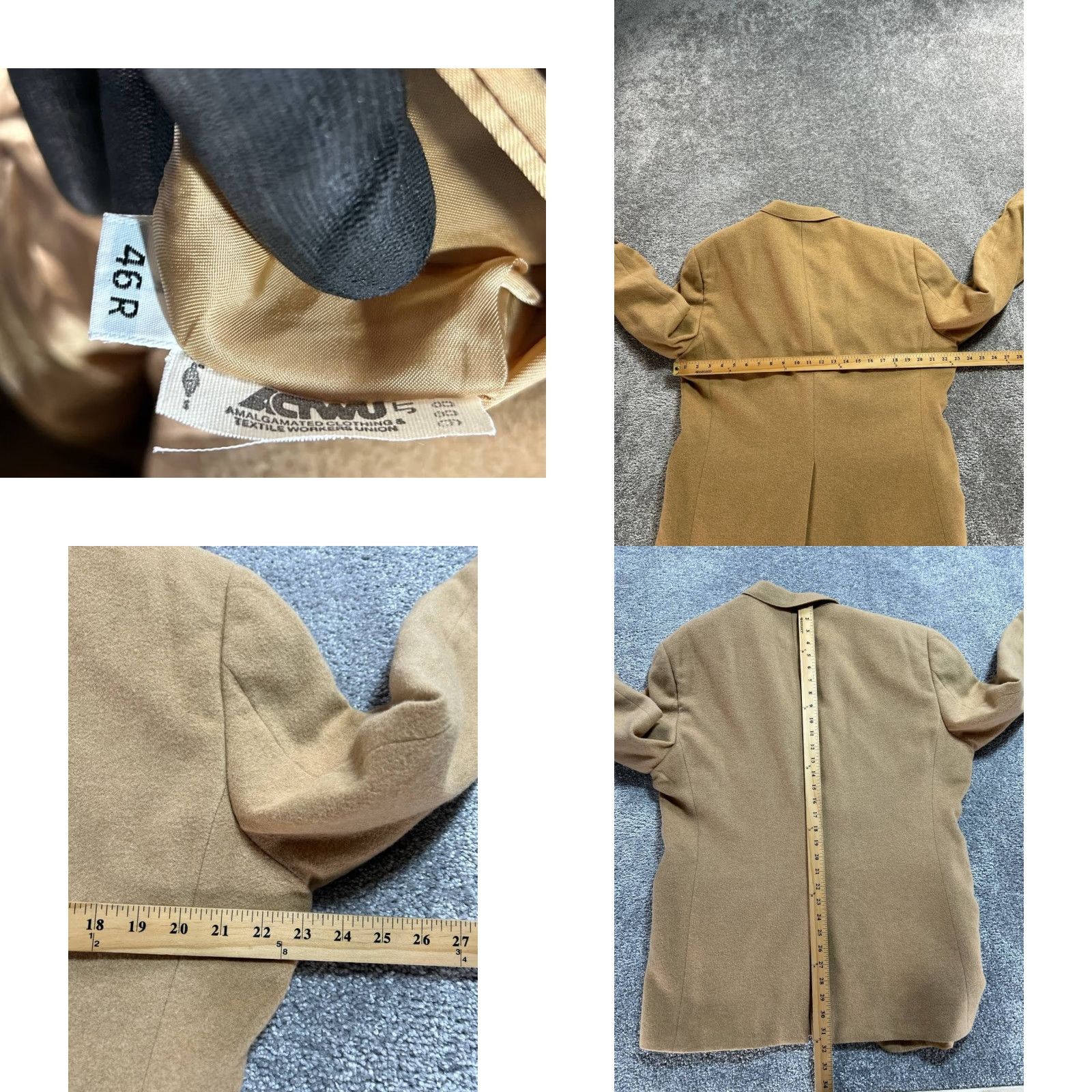 Hart Schaffner Marx VINTAGE Hart Schaffner Marx Blazer Jacket Mens 46 Beige Camel Hair Single Vented Size 46R - 9 Thumbnail