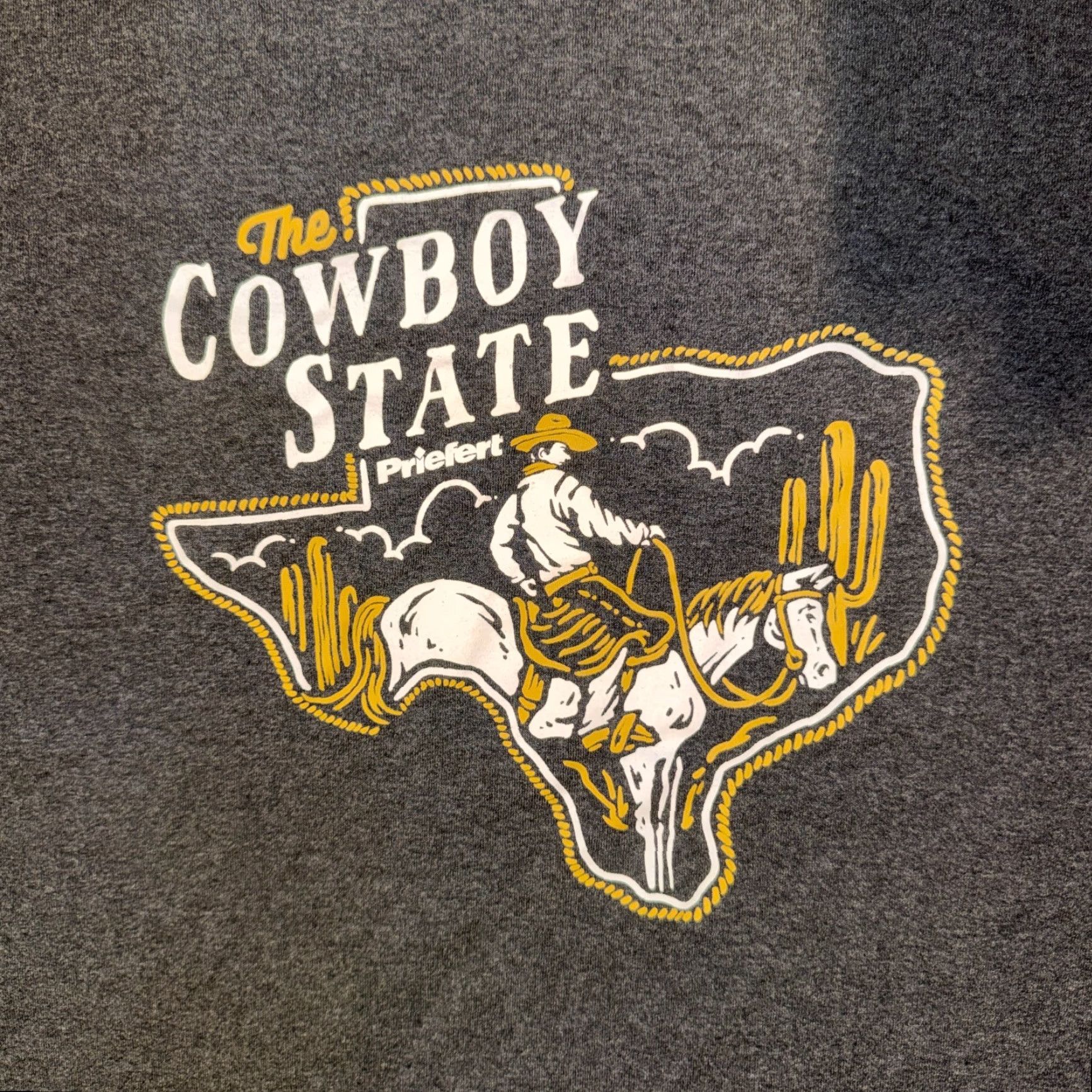 Equipment Priefert Rodeo & Ranch Equipment The Cowboy State Tshirt XL Shirt Men Gray Logo Cowboy T-Shirt Regular Size XL Size US XL / EU 56 / 4 - 6 Thumbnail