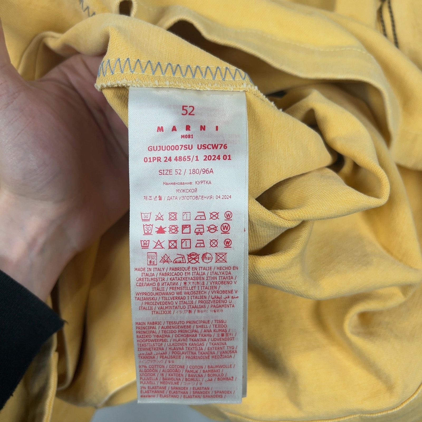 Marni Marni Yellow Stitch Logo Denim Blazer Size 52L - 7 Thumbnail