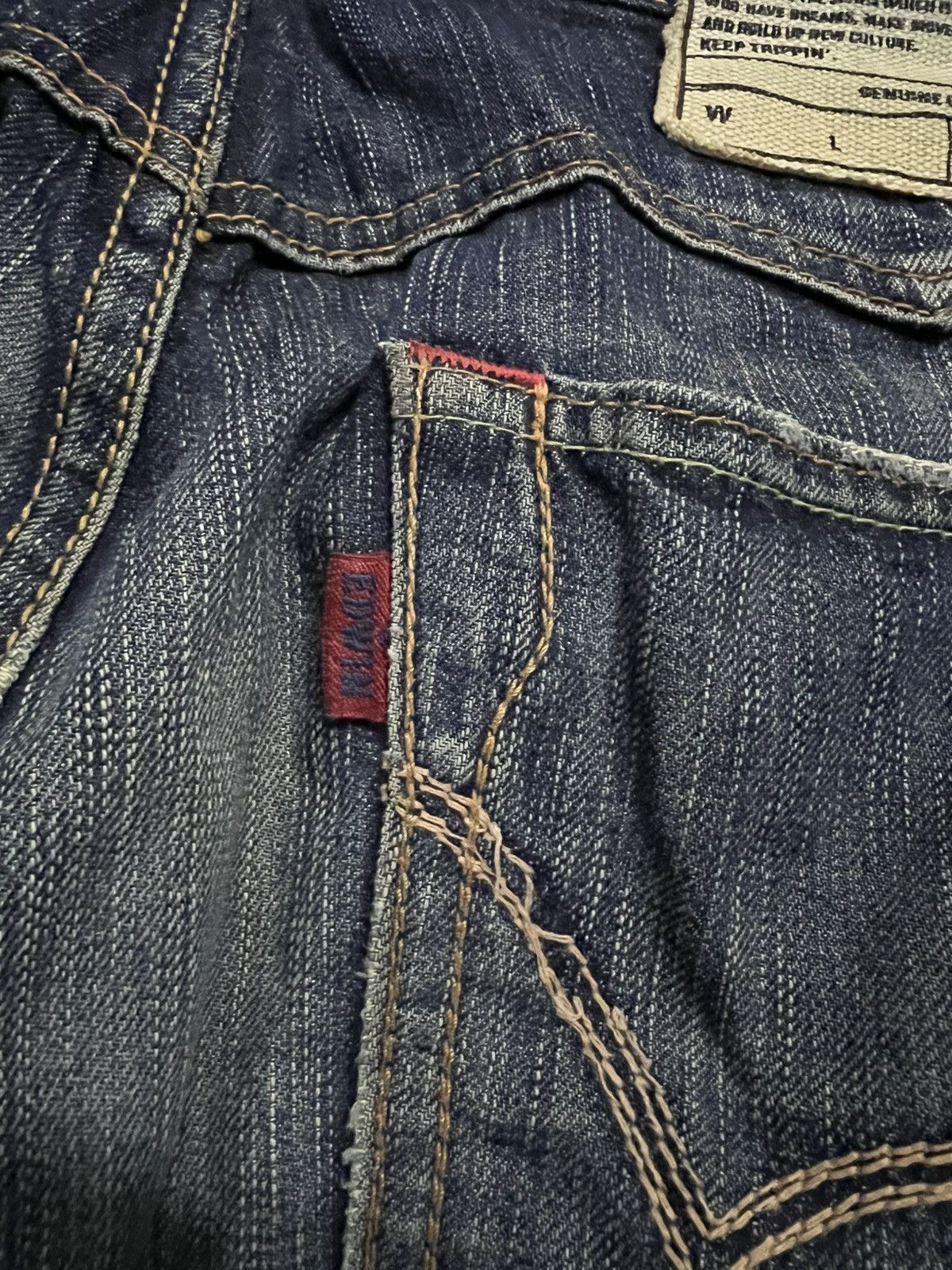 Edwin × Japanese Brand × Jean Edwin 503 Blue Trip Distress Jean Size US 31 - 18 Thumbnail